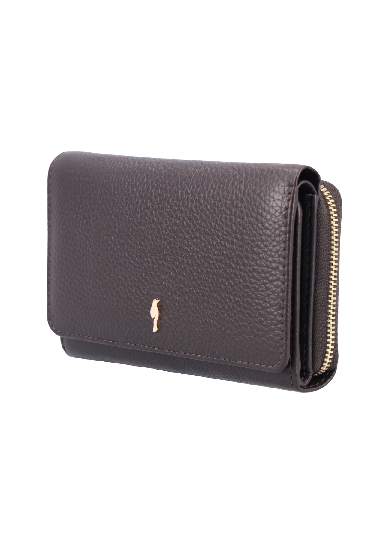 Large dark brown leather women's wallet PORES-0801R-1I(Z26), diagonal product view on white background.