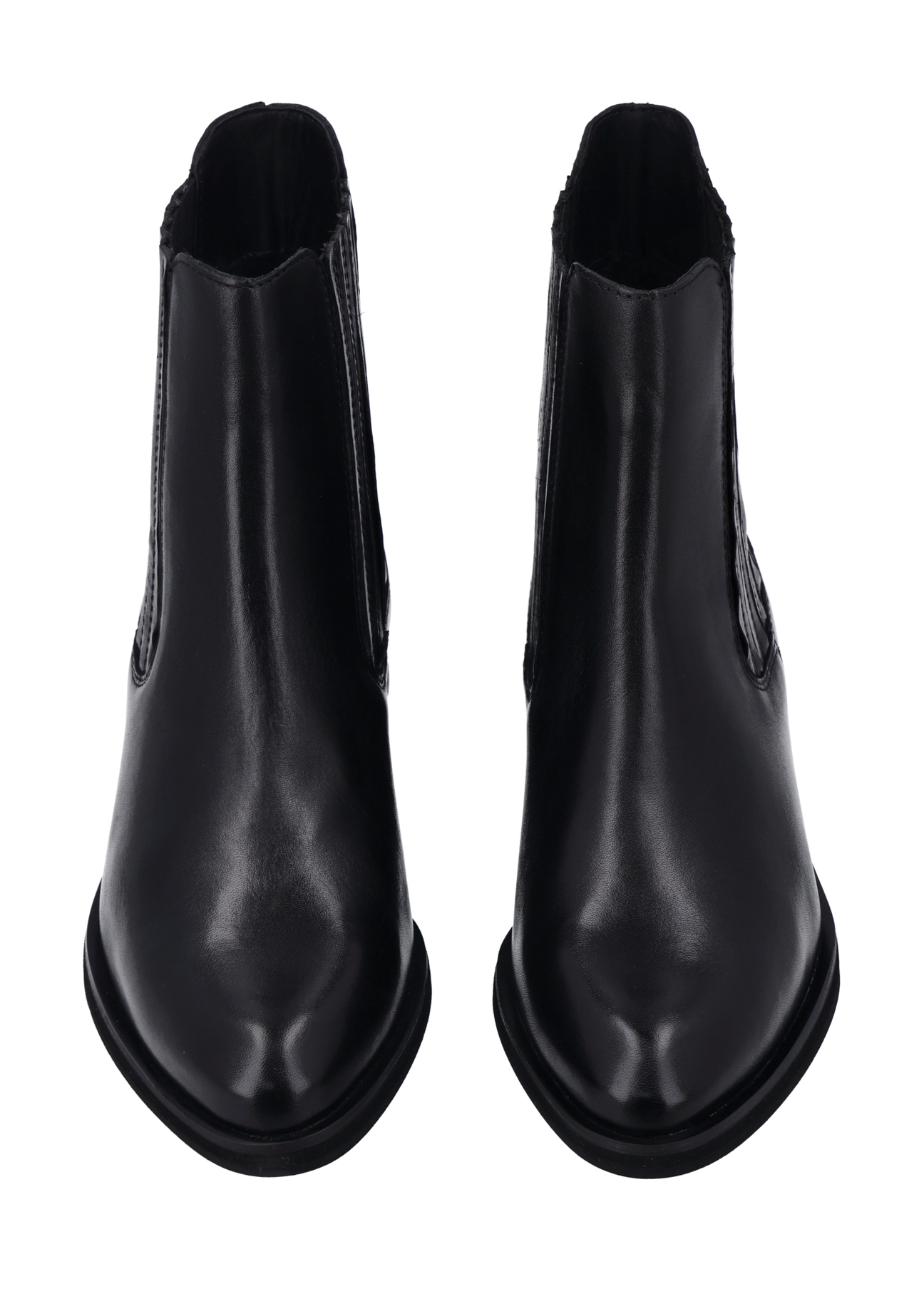 Women's black leather Chelsea boots BUTYD-1279-99(Z26), front product view on white background.
