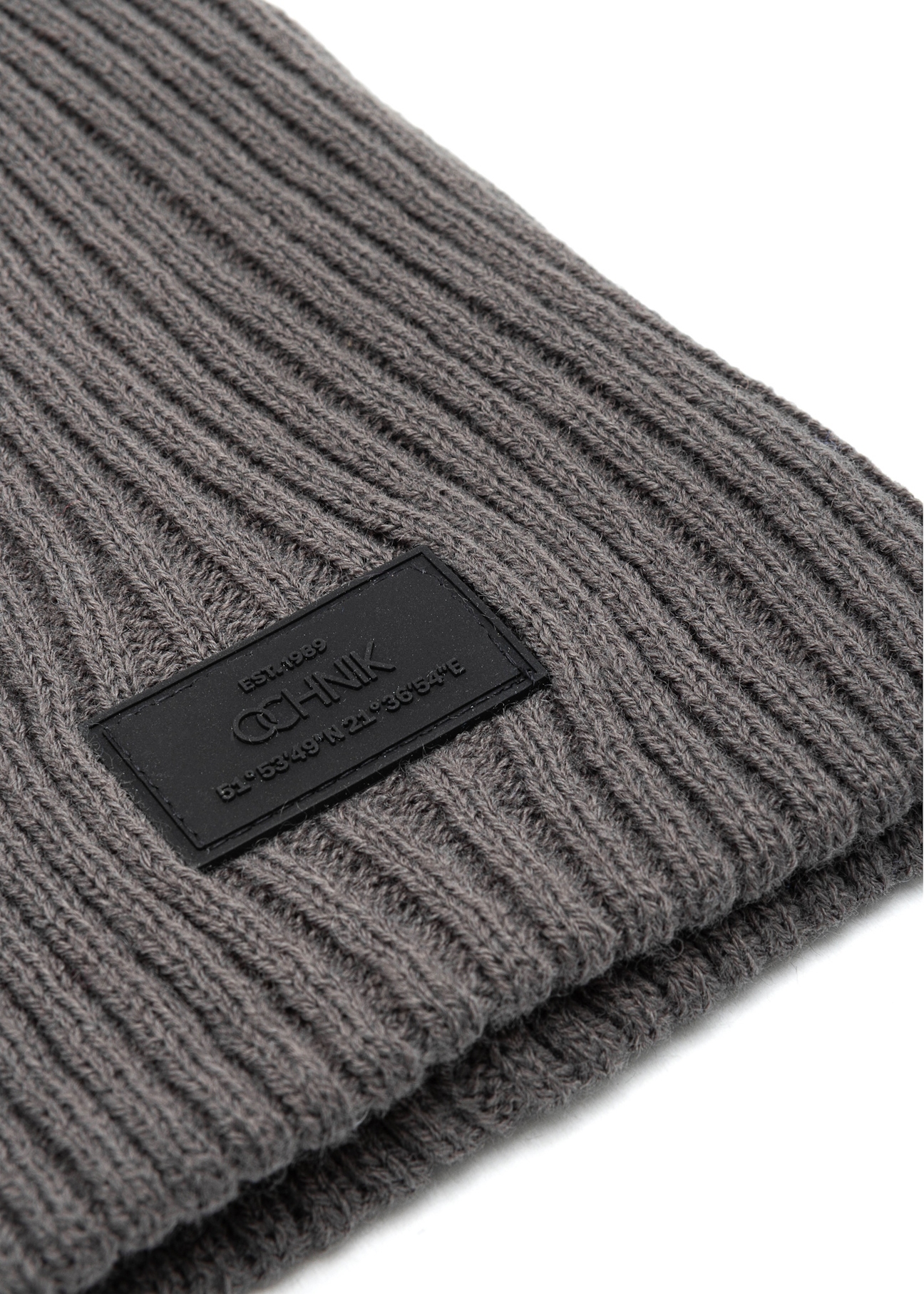 Graphite men's winter hat CZAMT-0011-91(Z25), close-up of the product detail on a white background.