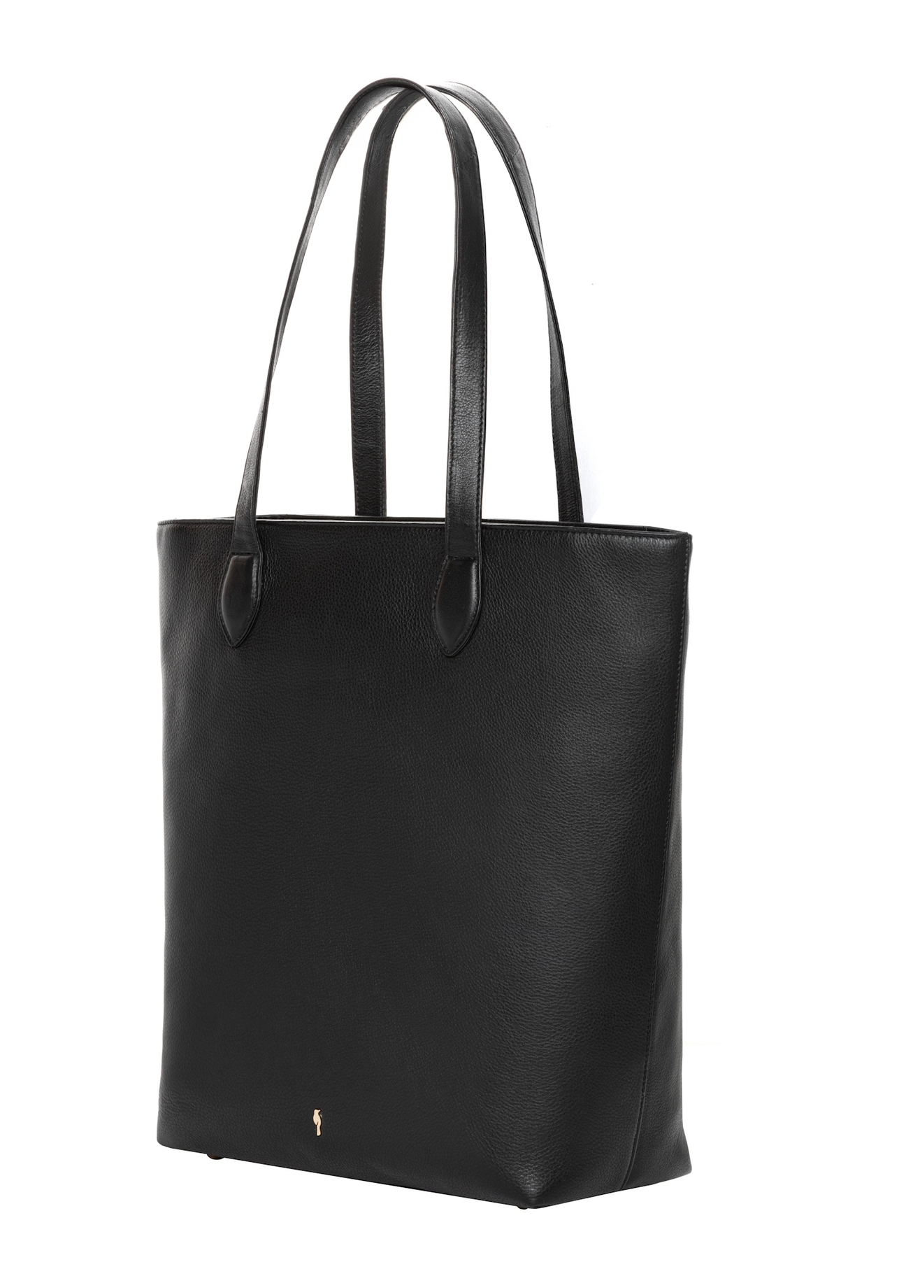 Black leather shopper bag TORES-1312-99(Z26), diagonal product view on a white background.