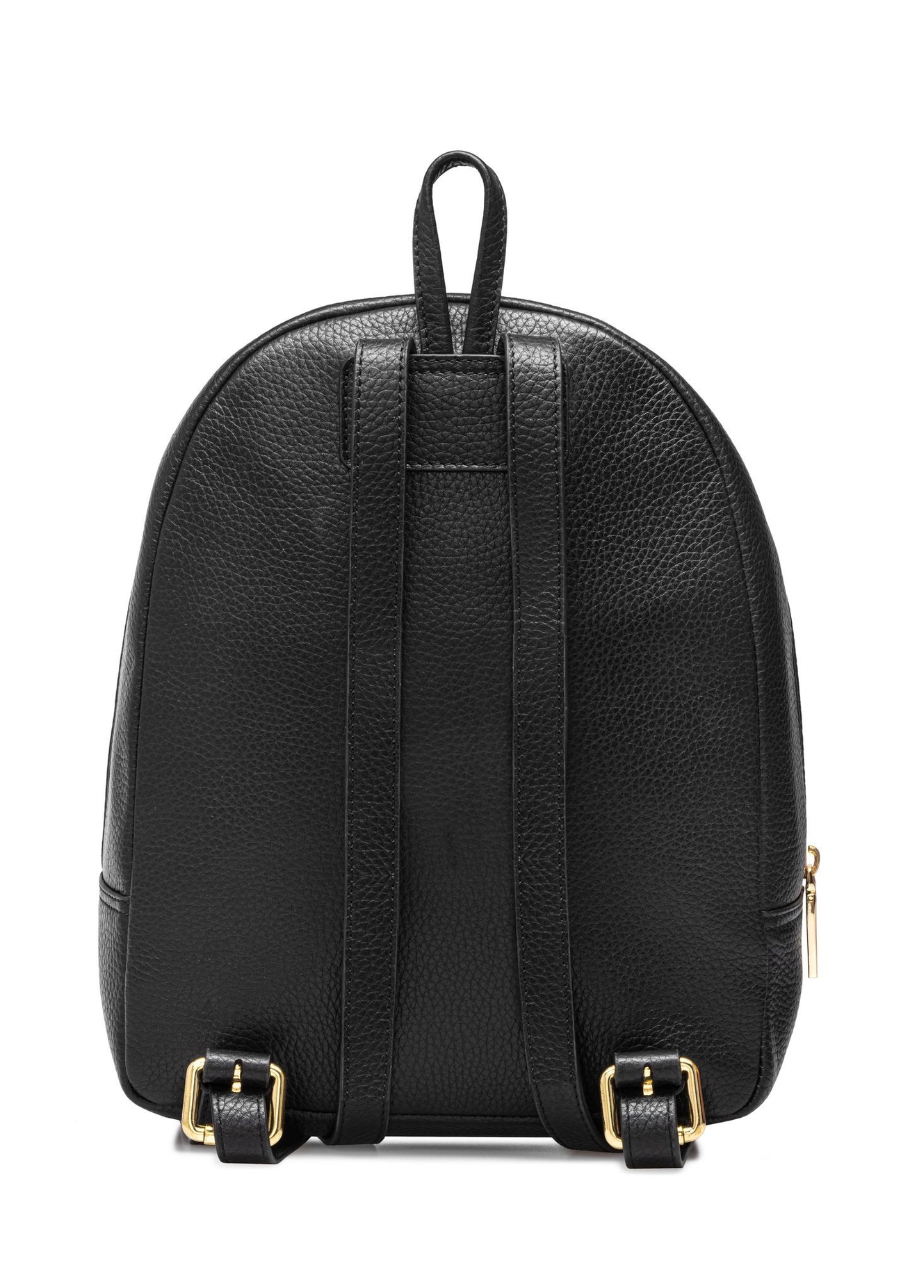 Black leather women's backpack TORES-0898D-99(Z25) - back view of the backpack on a white background.