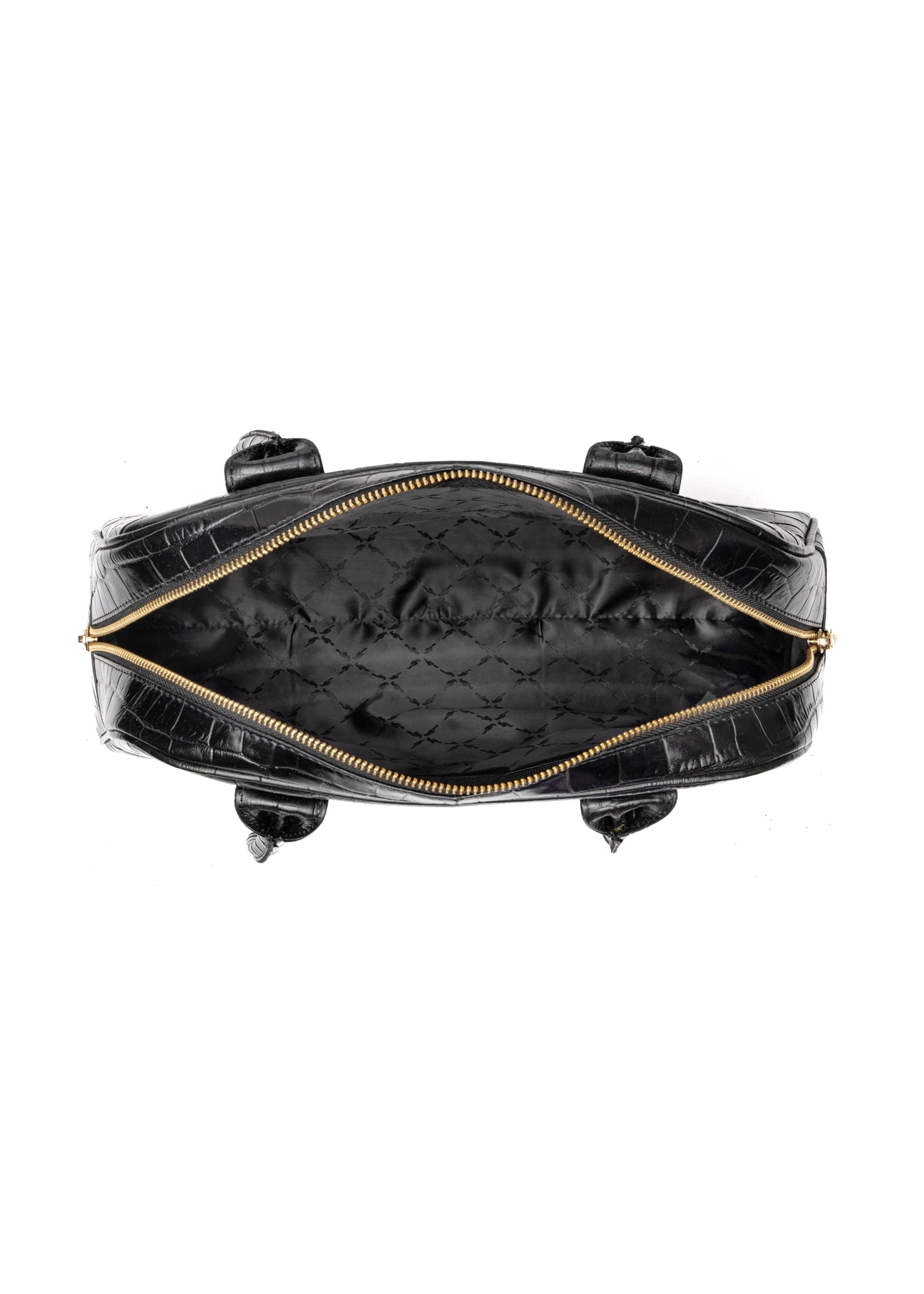 Black leather croco women's shoulder bag TORES-1325-9G(Z26), product view inside on white background.