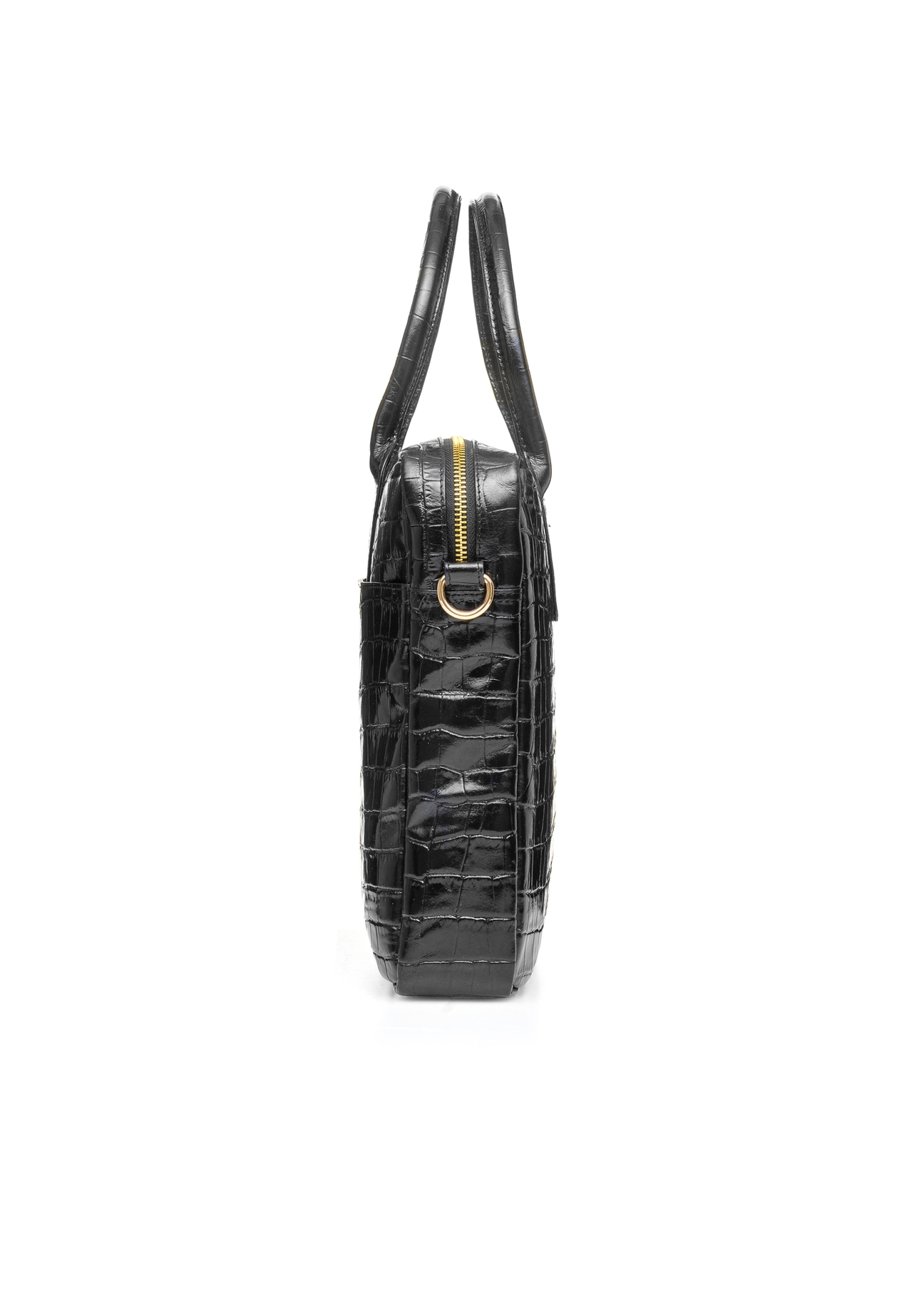 Leather elegant women's croco bag TORES-1128E-99(Z25), product view from the side on a white background.