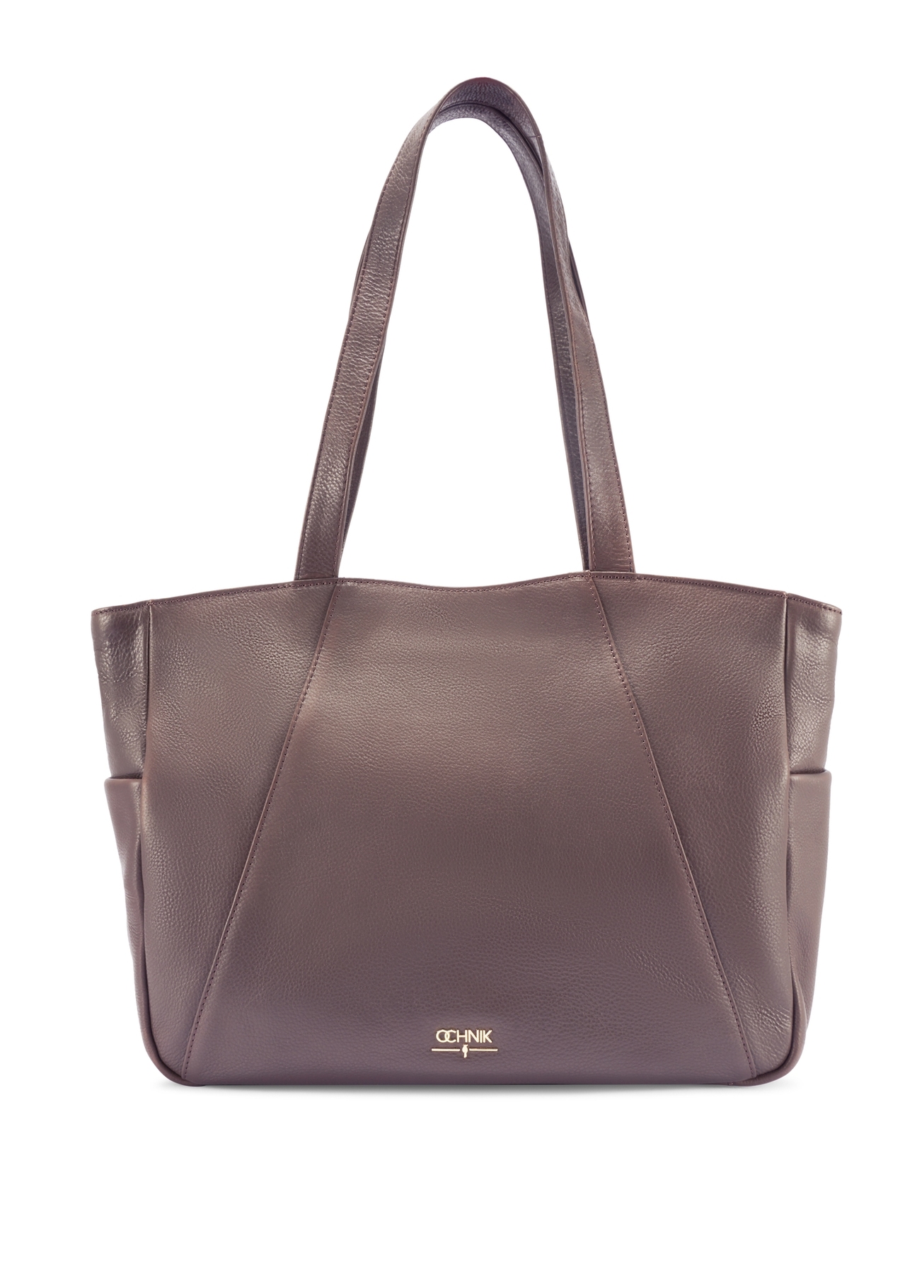 Brown leather women's shopper bag TORES-1255-1I(W26)