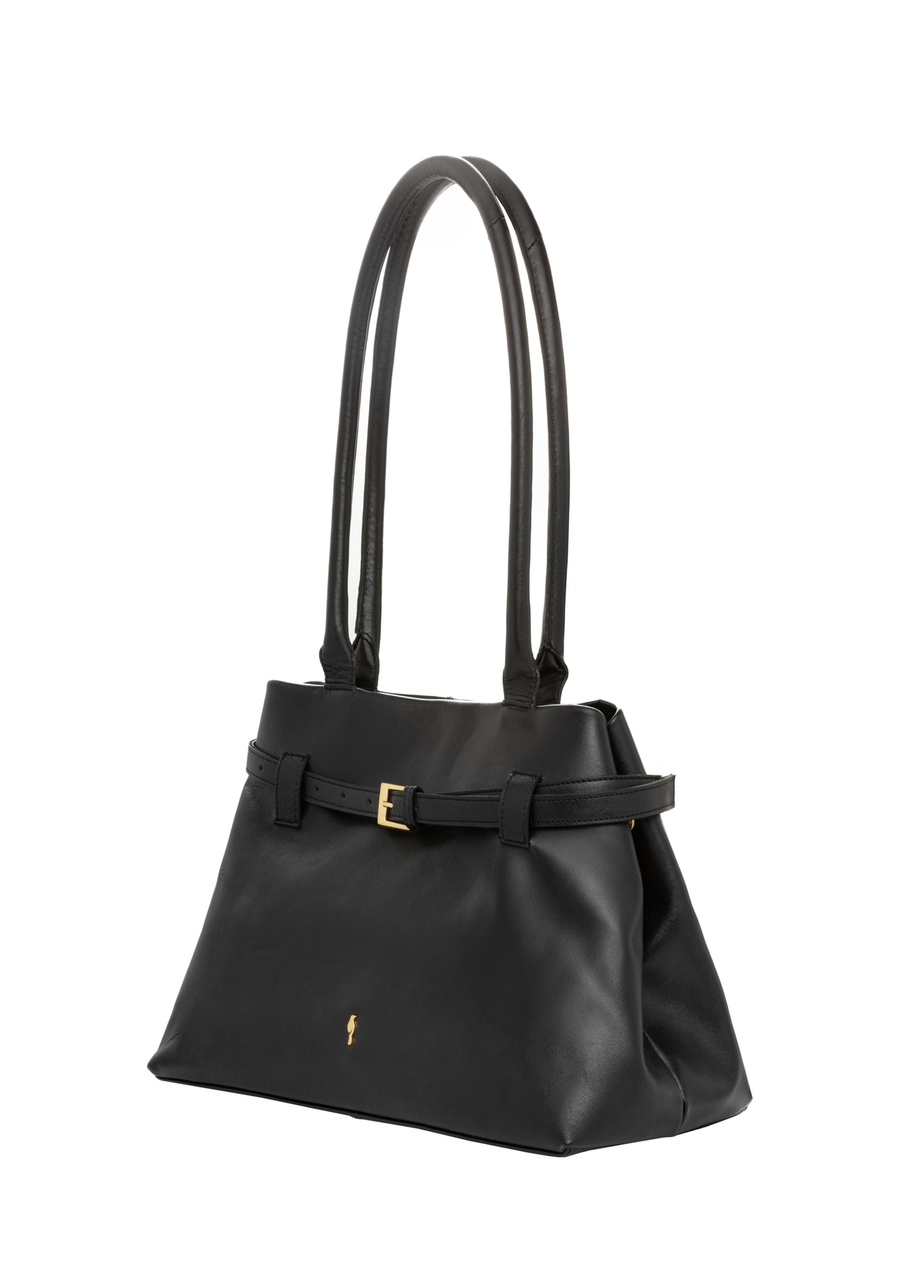 Black leather women's handbag TORES-1329-99(Z26). Side view, diagonal, on a white background.