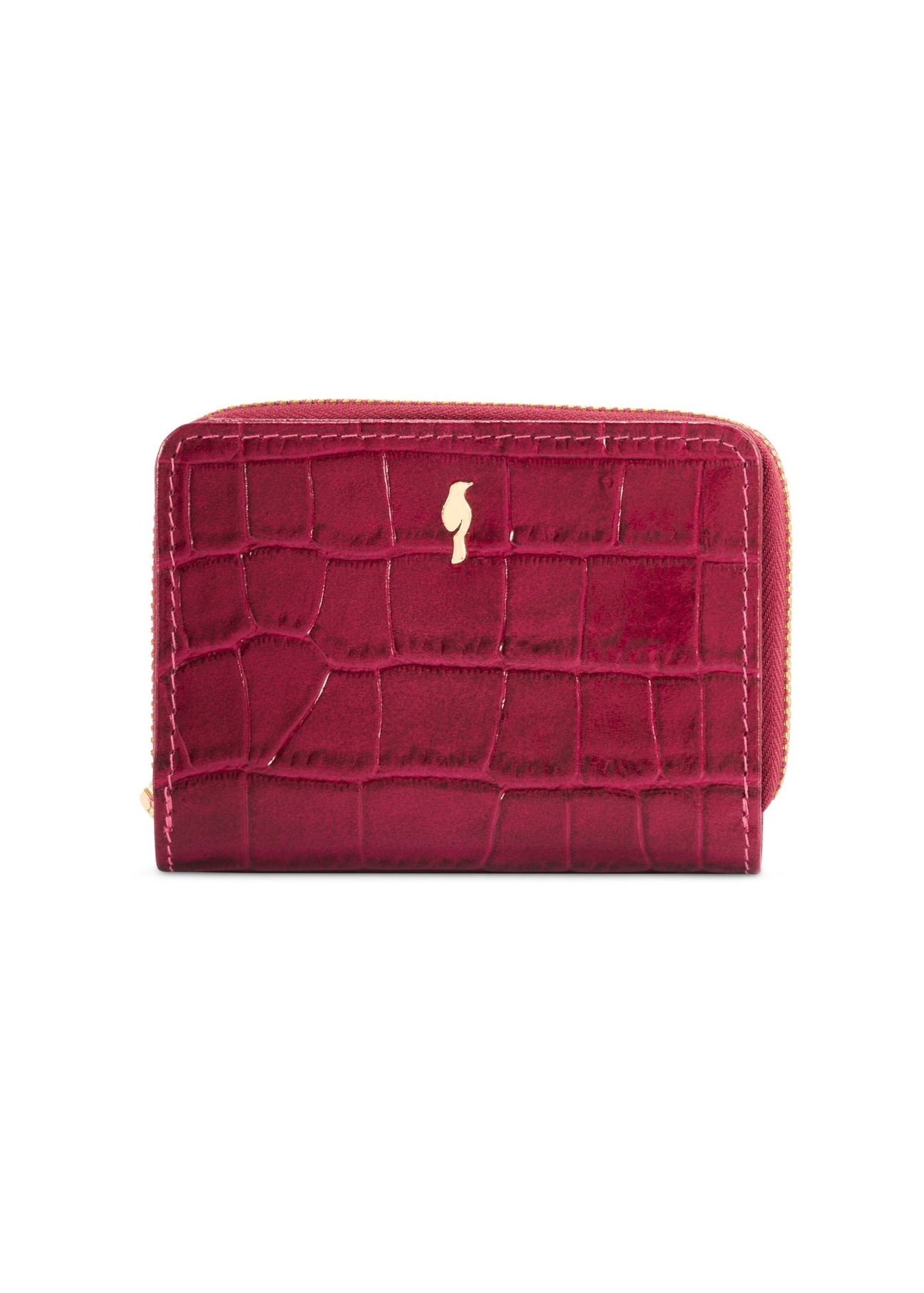 Pink croco women's wallet PORES-0888B-31(Z25), product view from the front on a white background.
