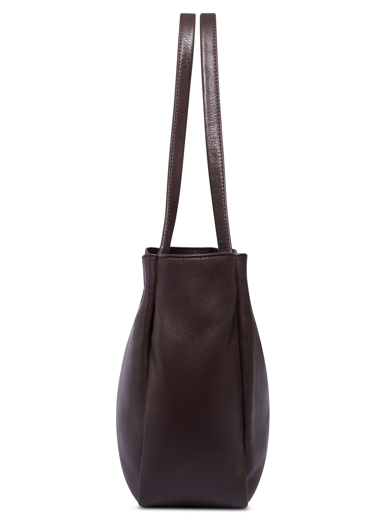 Brown leather women's shoulder bag TORES-1376-1H(Z26) - side view of the product, on a white background.