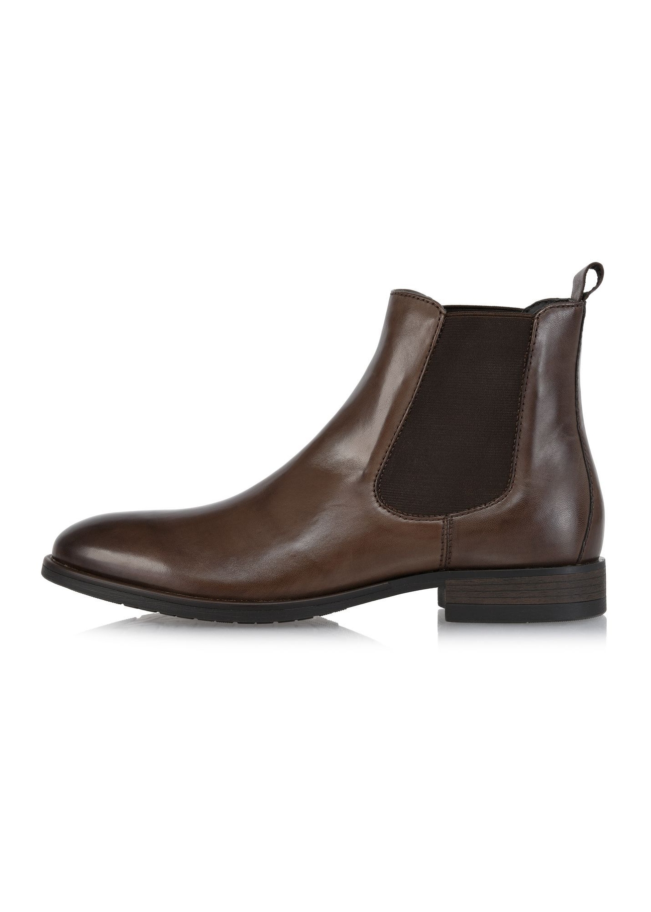 Men's brown leather Chelsea boots BUTYM-0463-1H(Z26), side view of the product on a white background.
