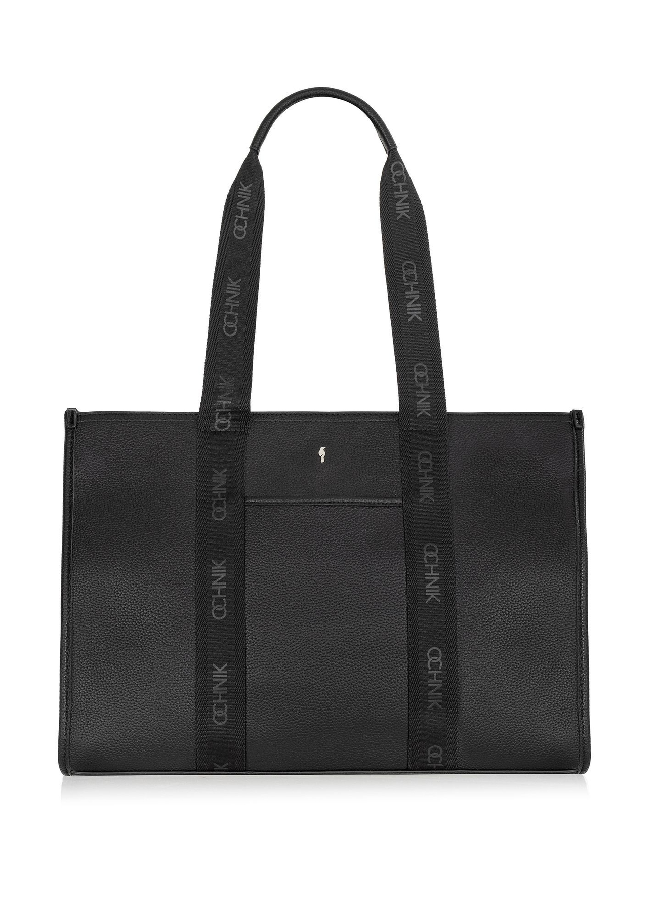 Black large shopper bag TOREC-0977A-99(Z25) - front product view on white background.