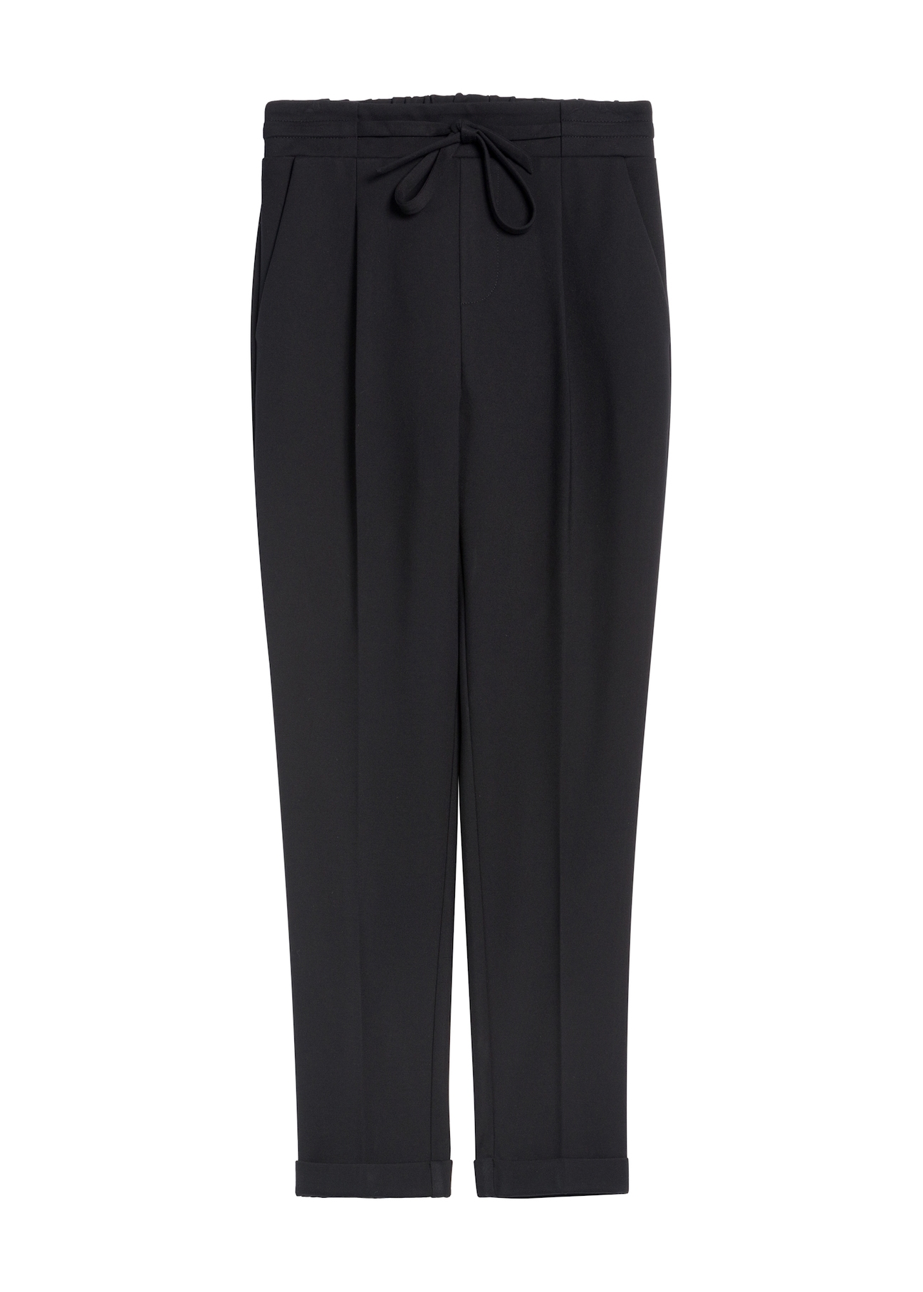 Black women's trousers with a crease SPODT-0098-99(Z25), product view from the front on a white background.