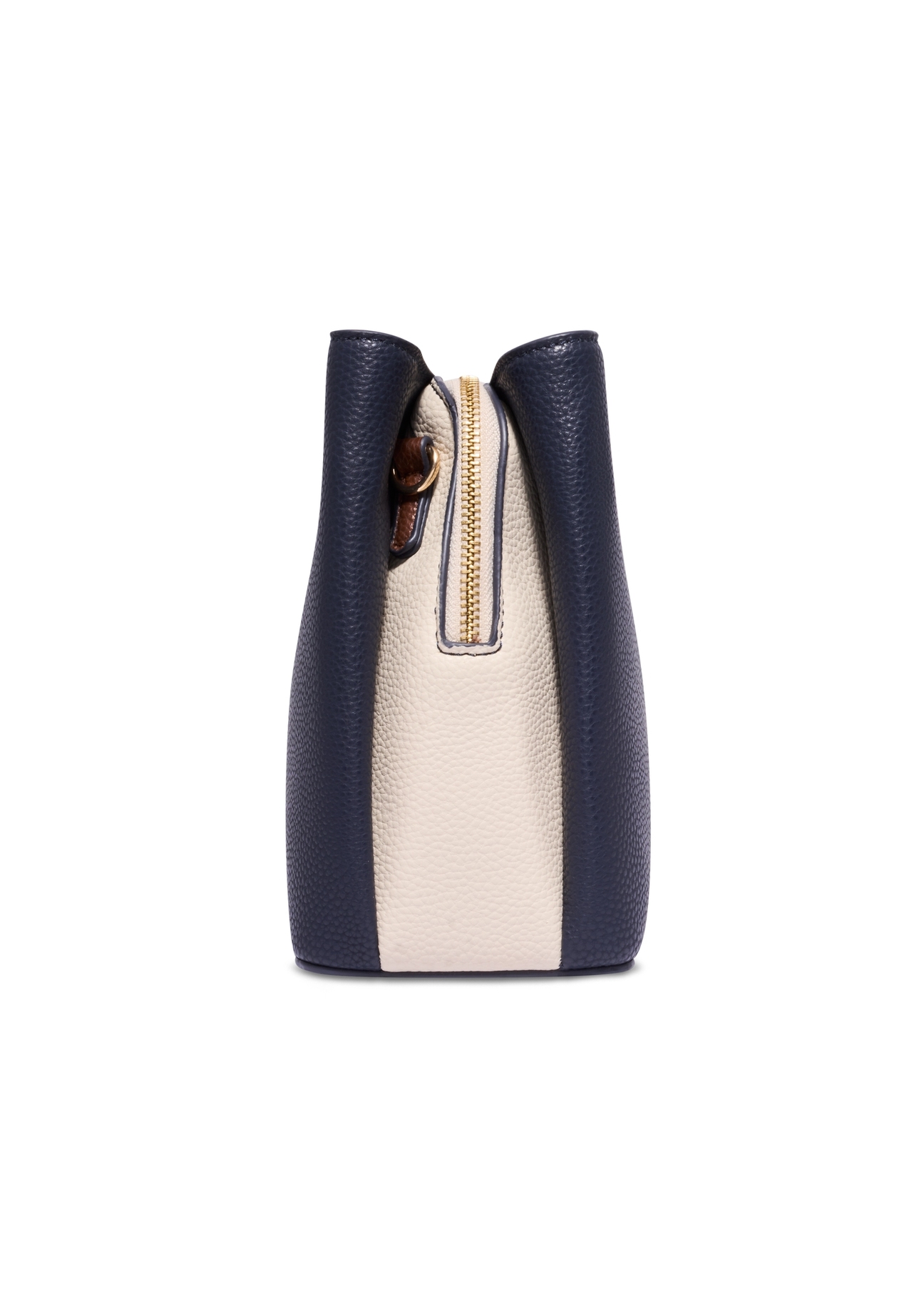 Dark navy blue women's handbag made of imitation leather TOREC-1261-7E(Z26), product view from the side on a white background.