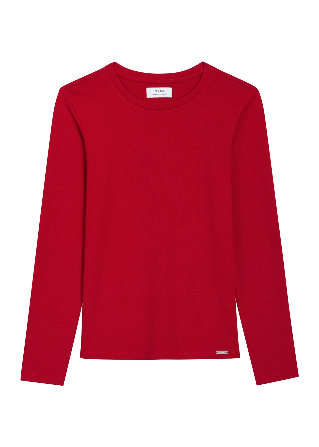 Red women's long sleeve blouse LSLDT-0057-4B(Z26), front product view on white background.