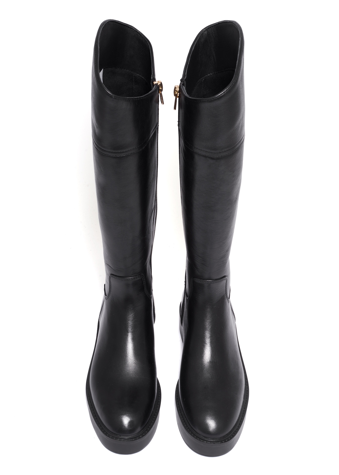 Black leather women's boots BUTYD-1288-99(Z26), front product view on white background.