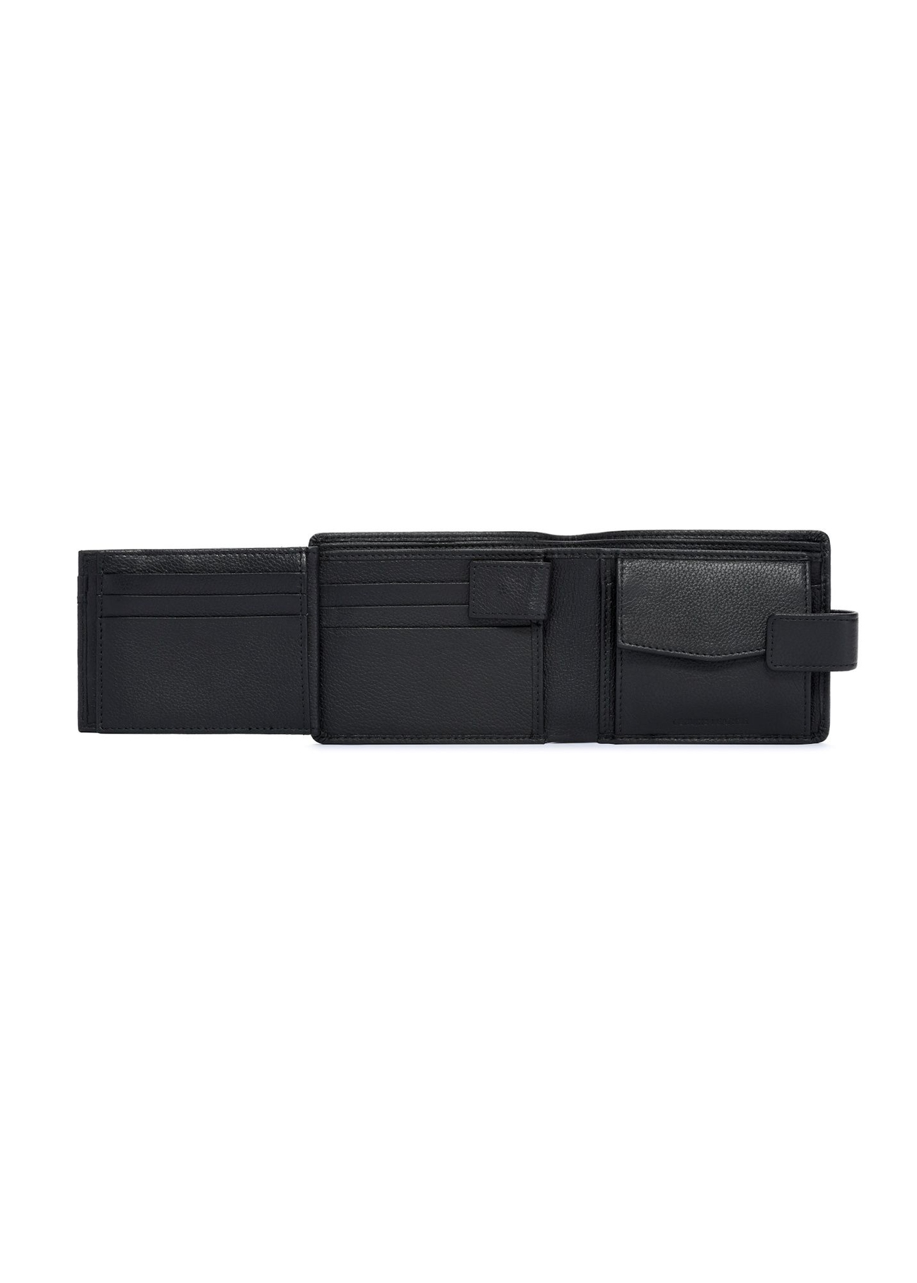 Black men's wallet made of genuine leather PORMS-0631A-99(Z25), product view inside on white background.