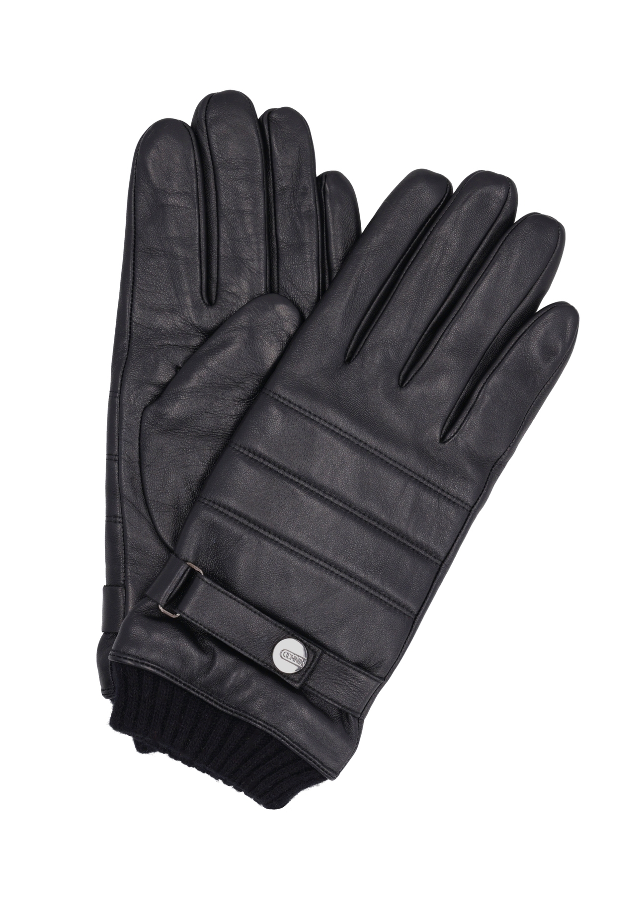 Men's leather gloves with wool lining REKMS-0091-99(Z26), front product view on white background.