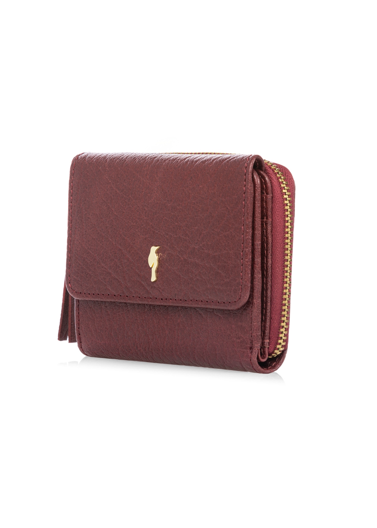 Small foldable women's leather wallet PORES-0816-4C(W26), diagonal product view on a white background.