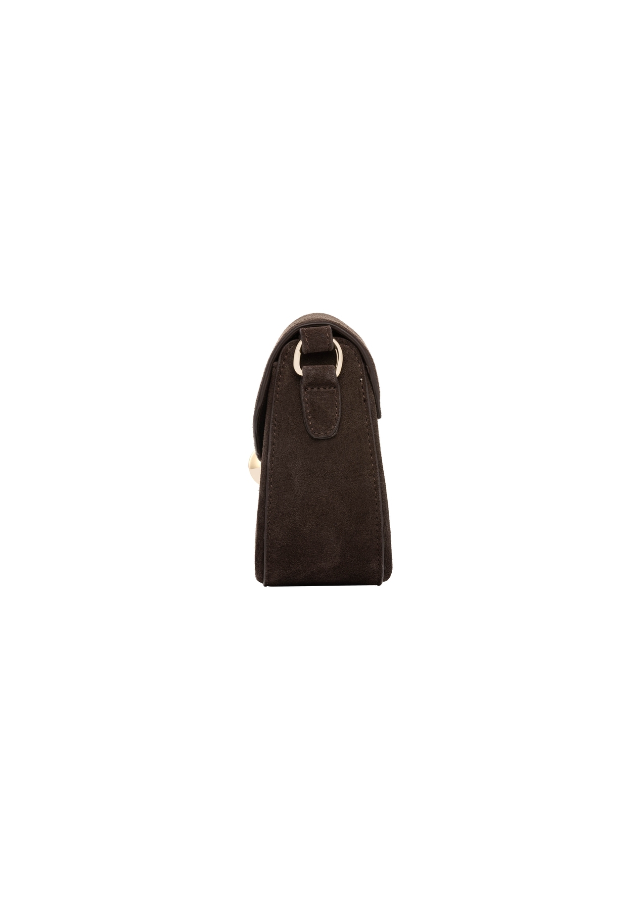 Brown suede small women's handbag TORES-1405-1I(Z26). Side view on a white background.