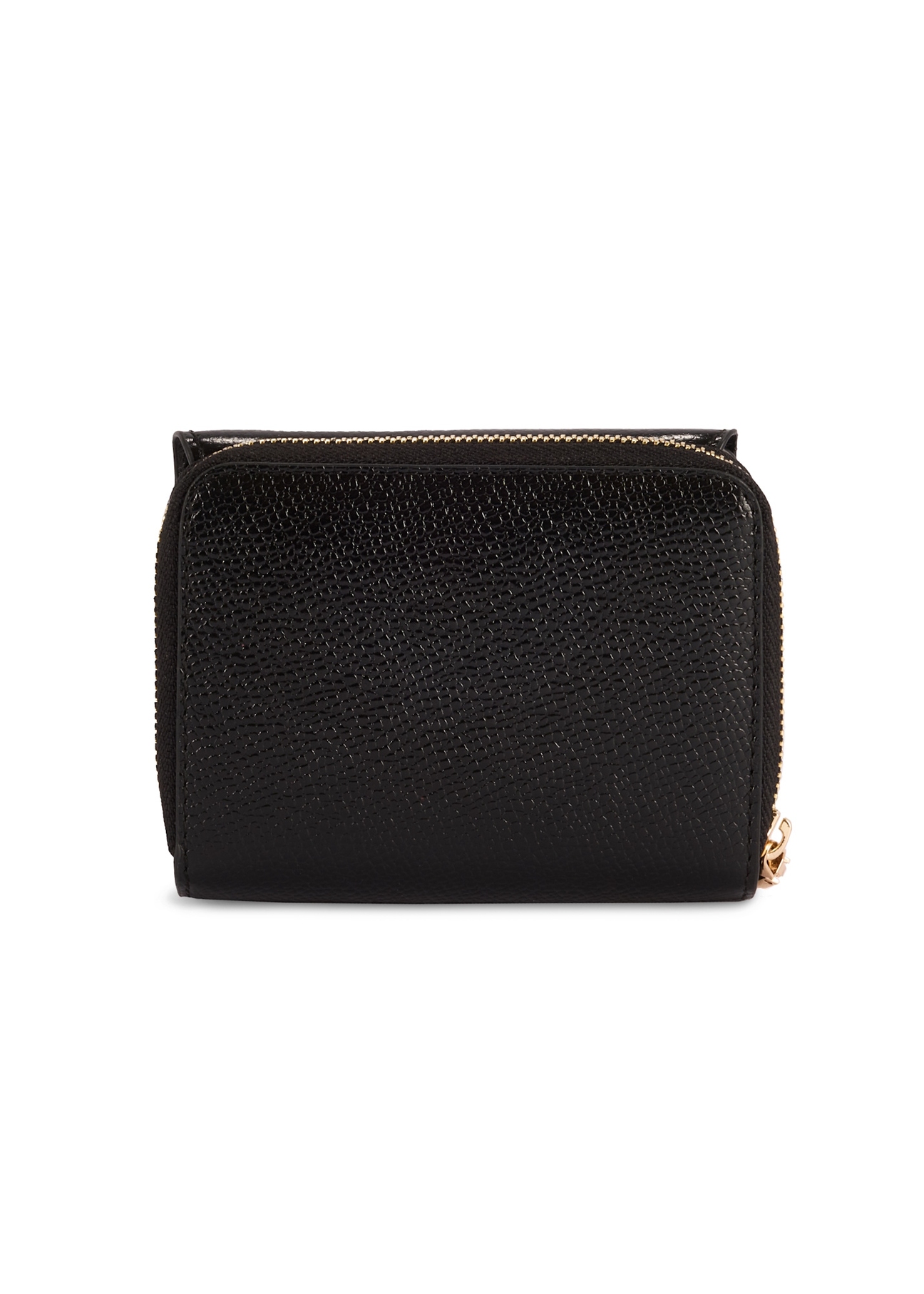 Black small women's leather wallet PORES-0932A-99(Z25), back view of the product on a white background.