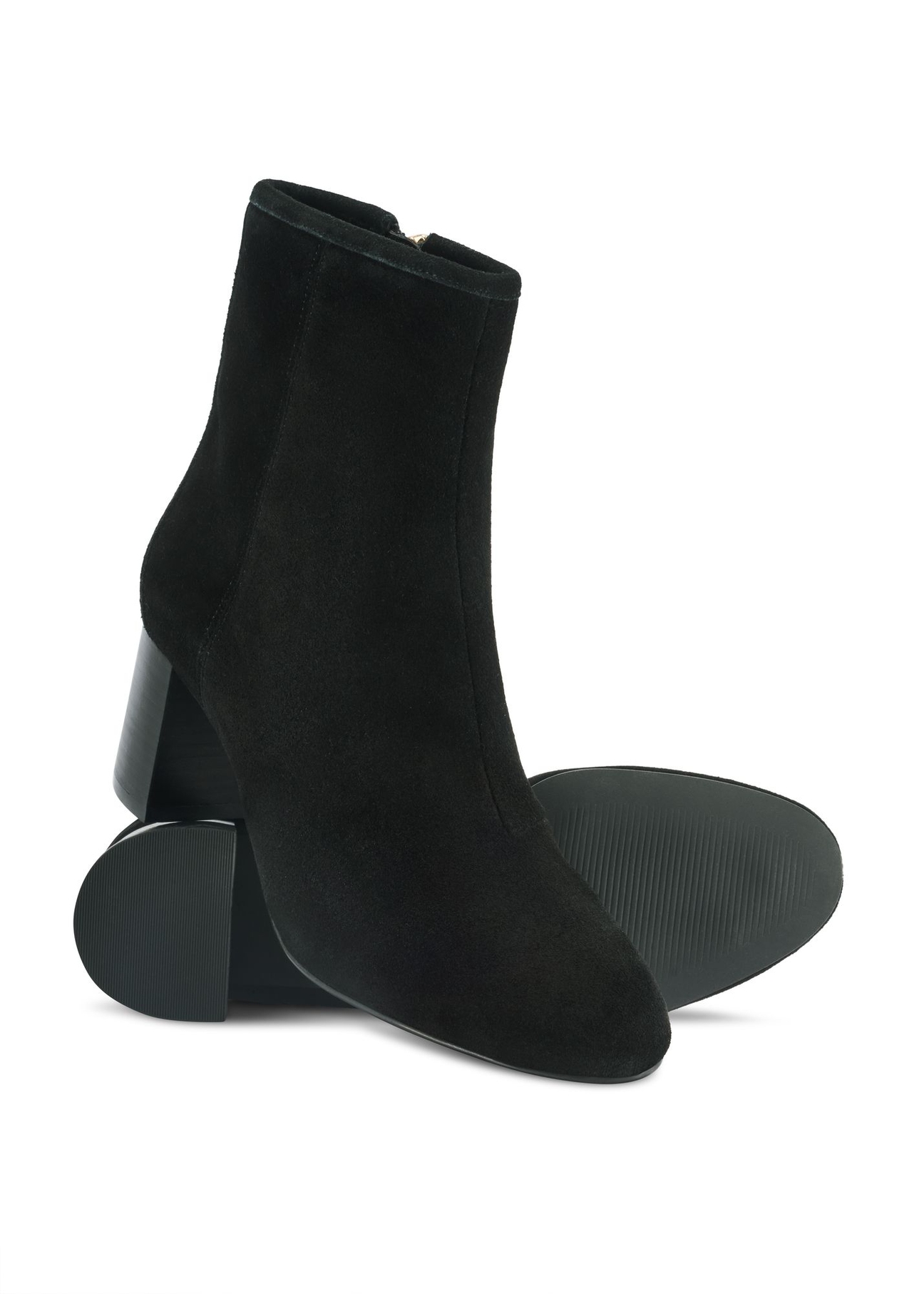 Black suede high-heeled ankle boots BUTYD-1218-99(Z25) - top view of the product on a white background.