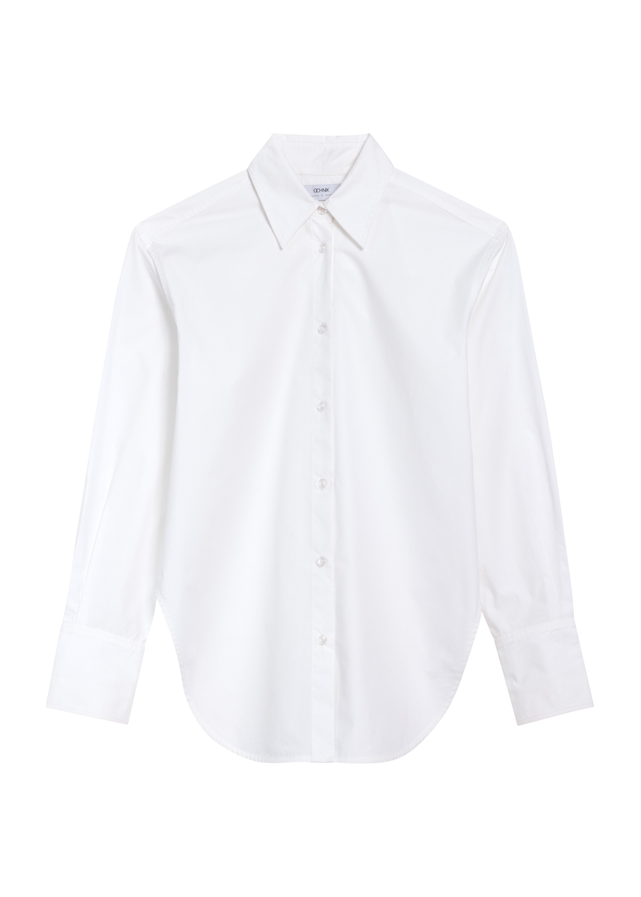 Women's cotton shirt in white color KOSDT-0171-11(Z25), product view from the front on a white background.