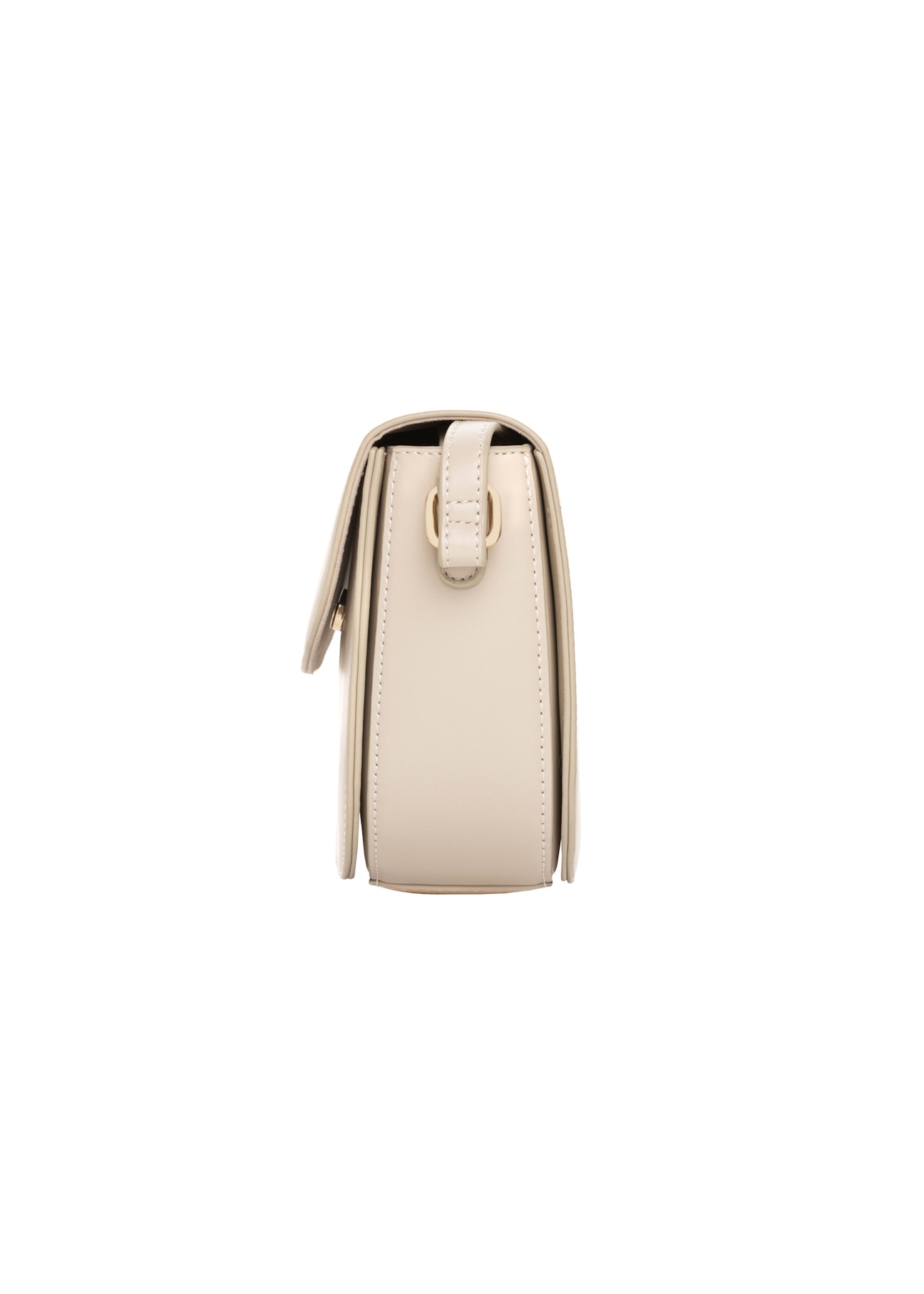Beige small shoulder bag TOREC-1244-1B(Z26), side product view on white background.