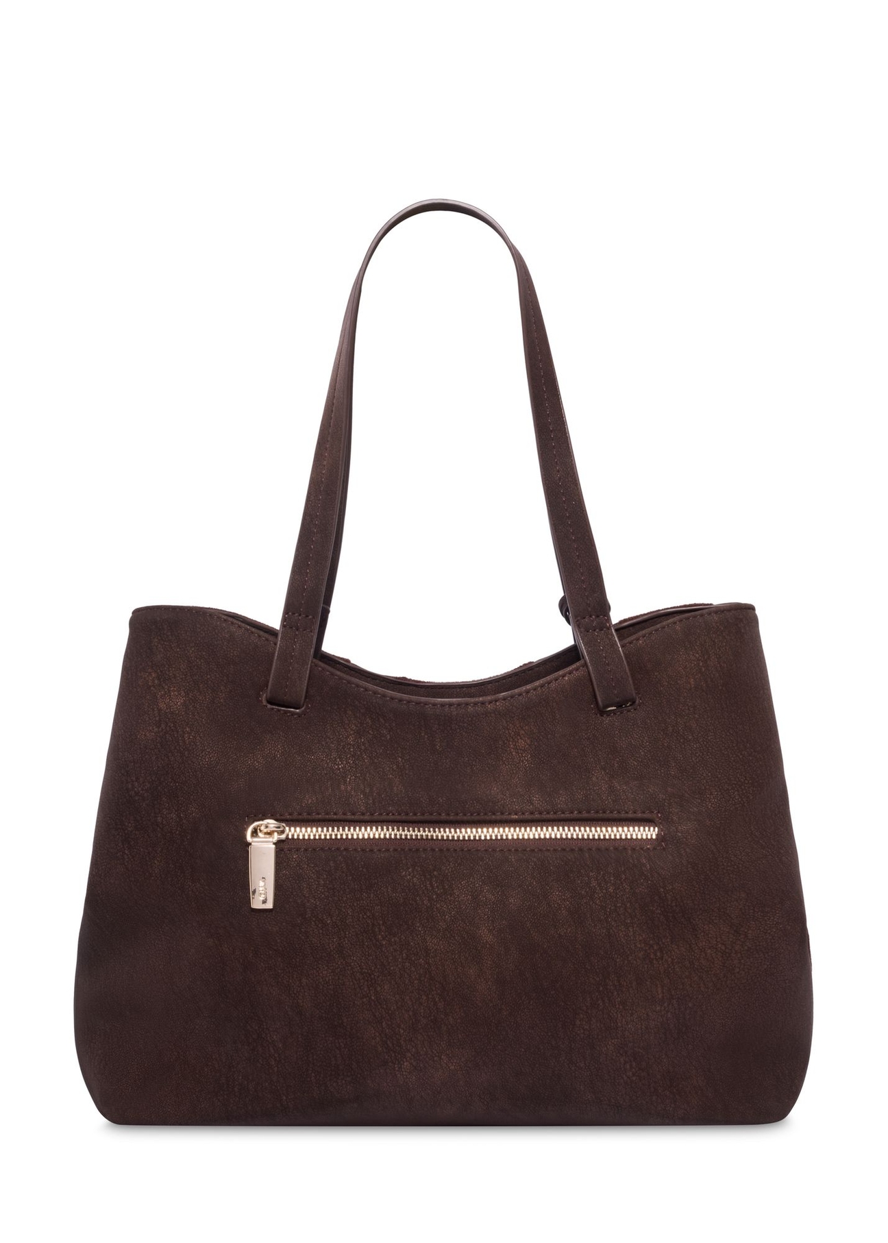 Brown women's shopper bag TOREC-1318-1H(Z26) – rear view of the product on a white background.