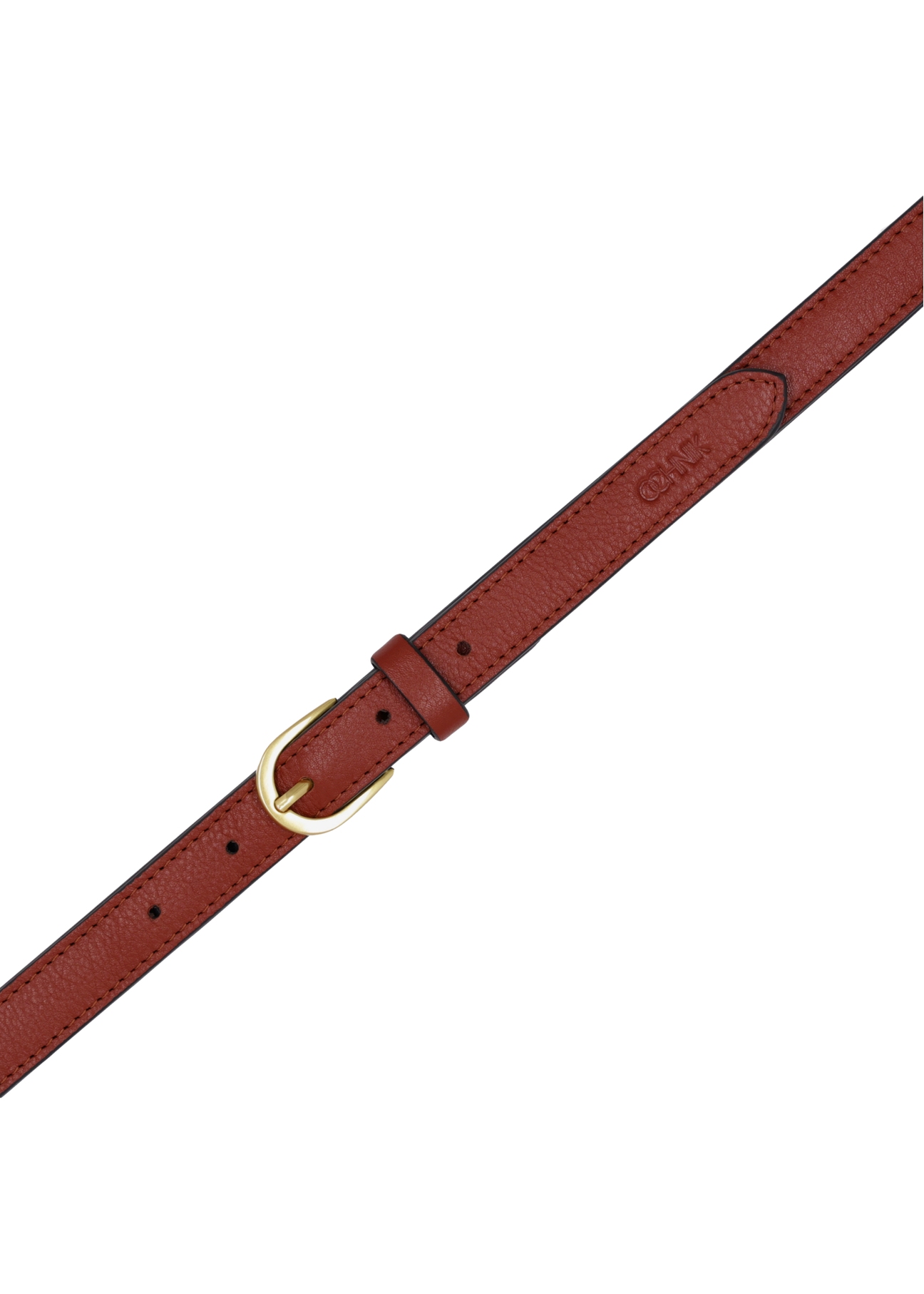 Women's leather belt in a red shade PASDS-0344-3D(Z26), product view from above on a white background.