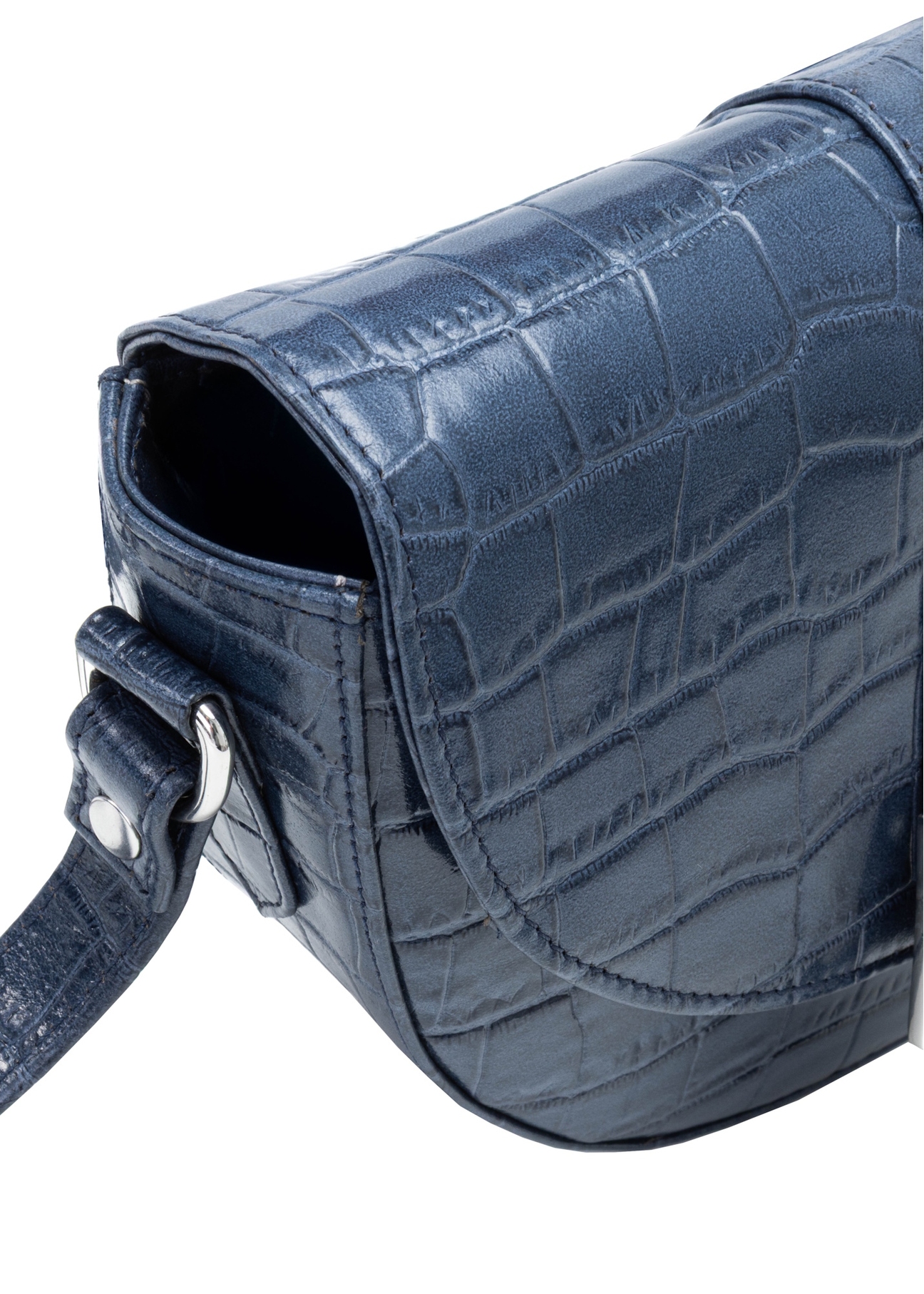 Navy blue croco leather handbag TORES-0707F-7D(W26), close-up of product detail on white background.