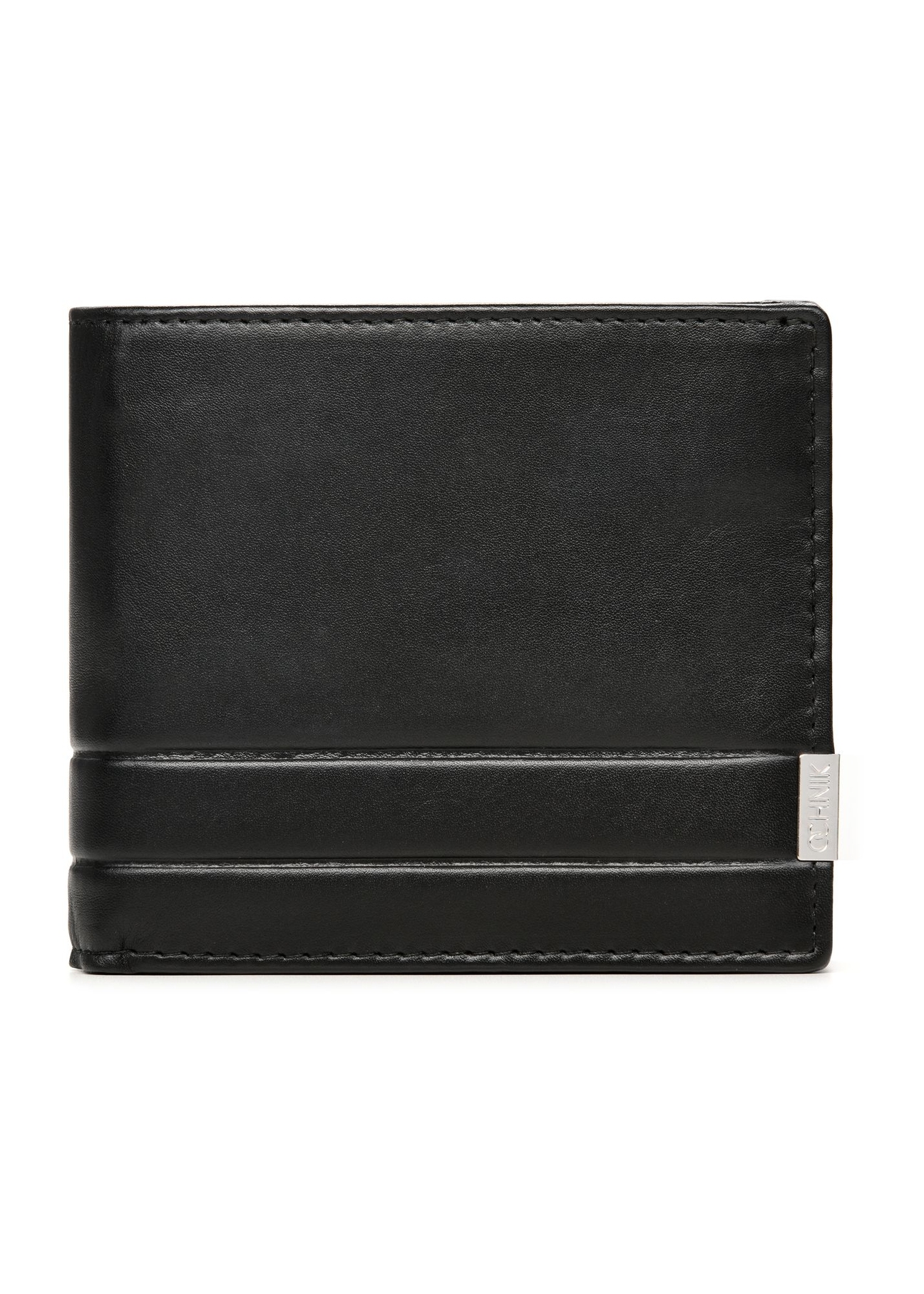 Men's leather black wallet PORMS-0142B-99(Z25) - front product view on white background.