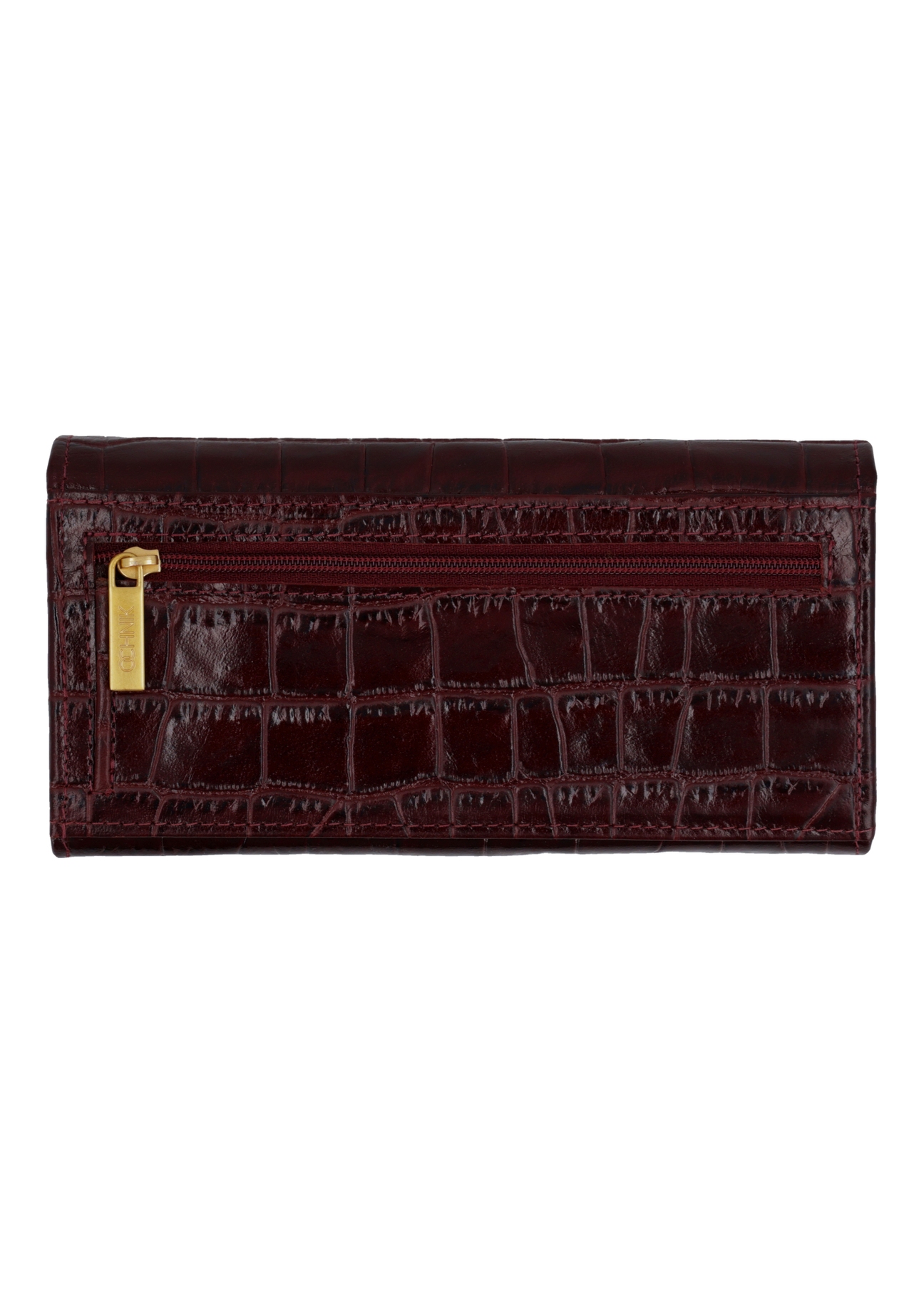 Women's burgundy leather wallet PORES-0889B-4D(Z26), rear view on a white background.