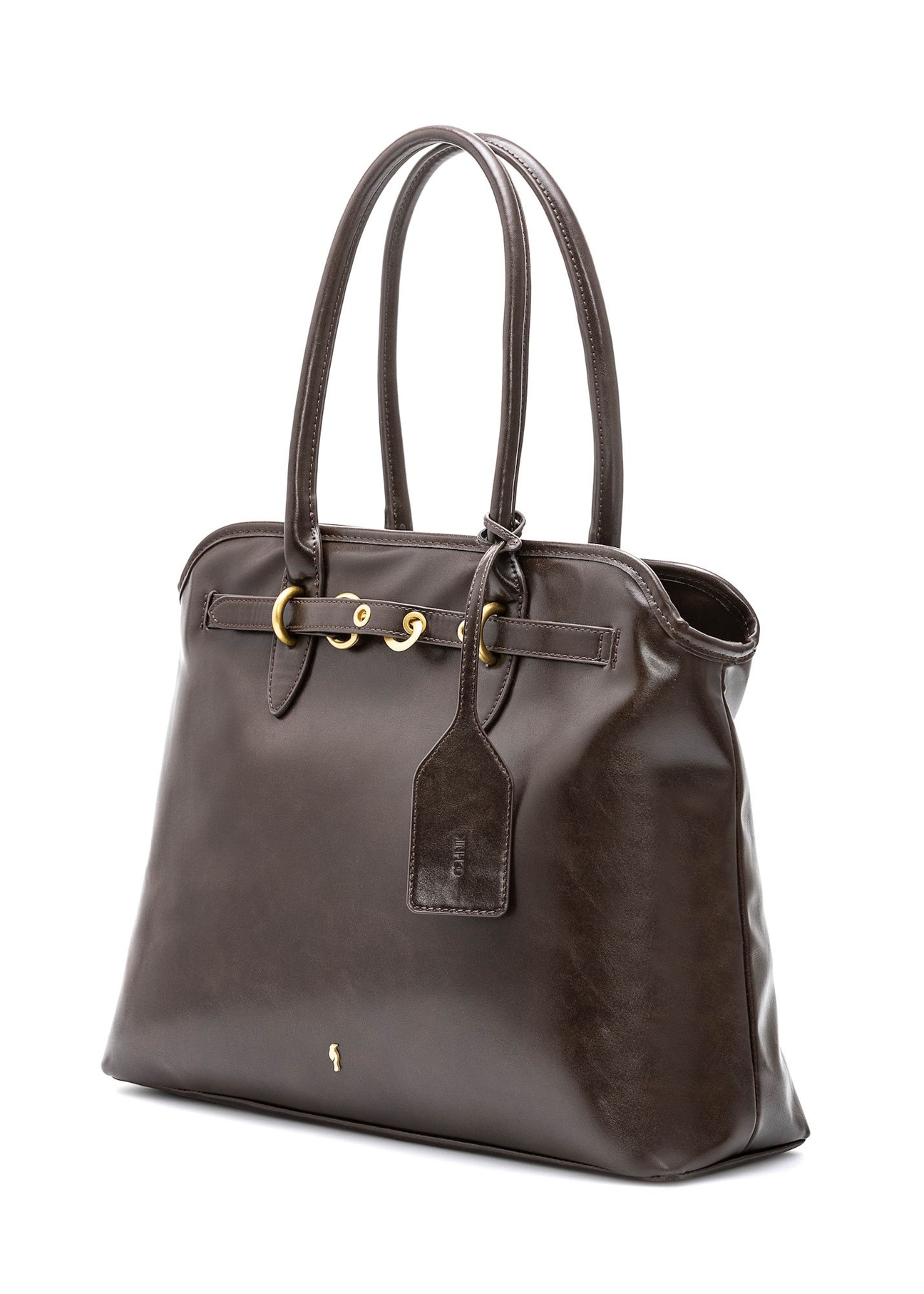 Brown large women's handbag TOREC-1076-1H(Z26) - diagonal product view, on a white background.