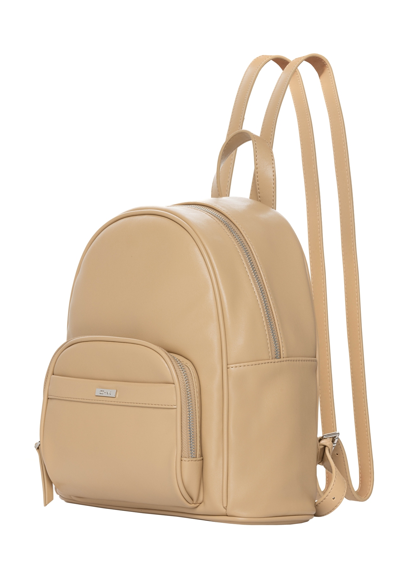 Beige women's backpack TOREC-1263-1B(Z26). Side view diagonally on a white background.