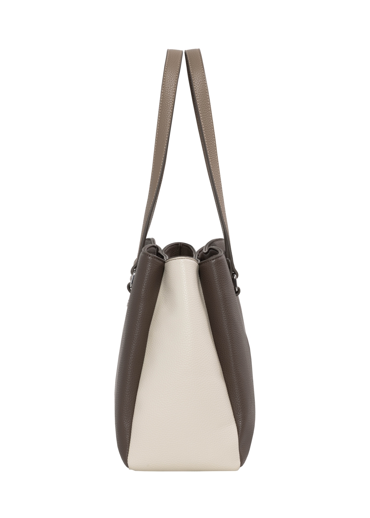 Cool beige shopper bag TOREC-1260-1K(Z26), product view from the side on a white background.