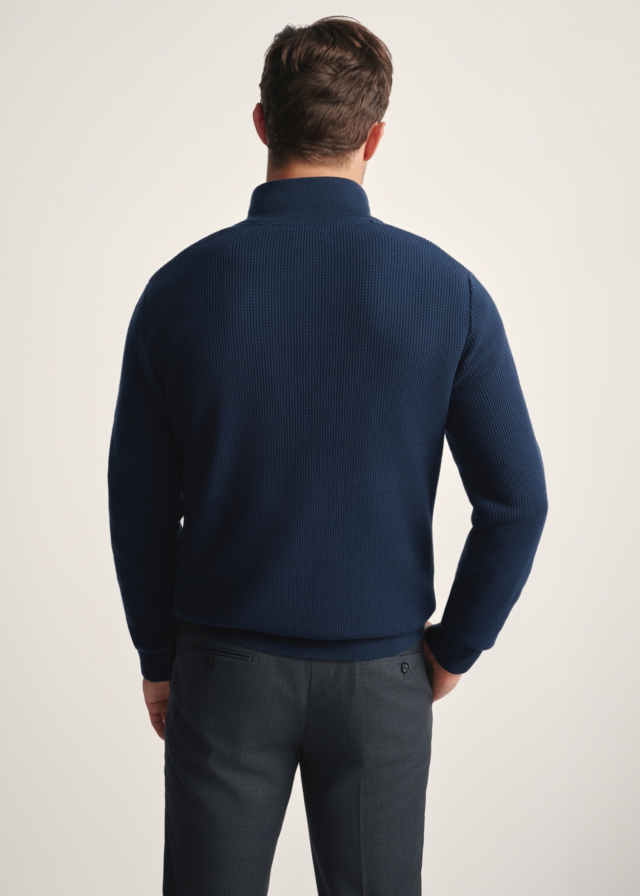 Navy blue men's sweater with zipper SWEMT-0167-68(Z25)