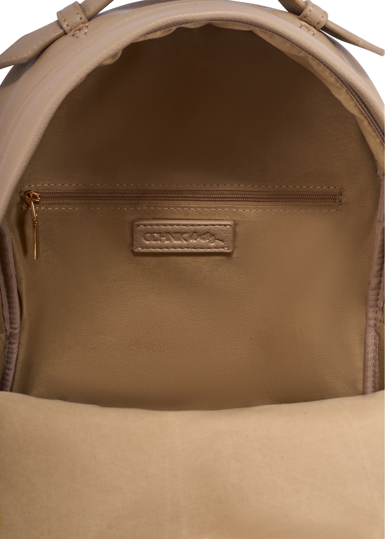 Beige women's backpack TOREC-1253-1B(Z26), product view inside on white background.