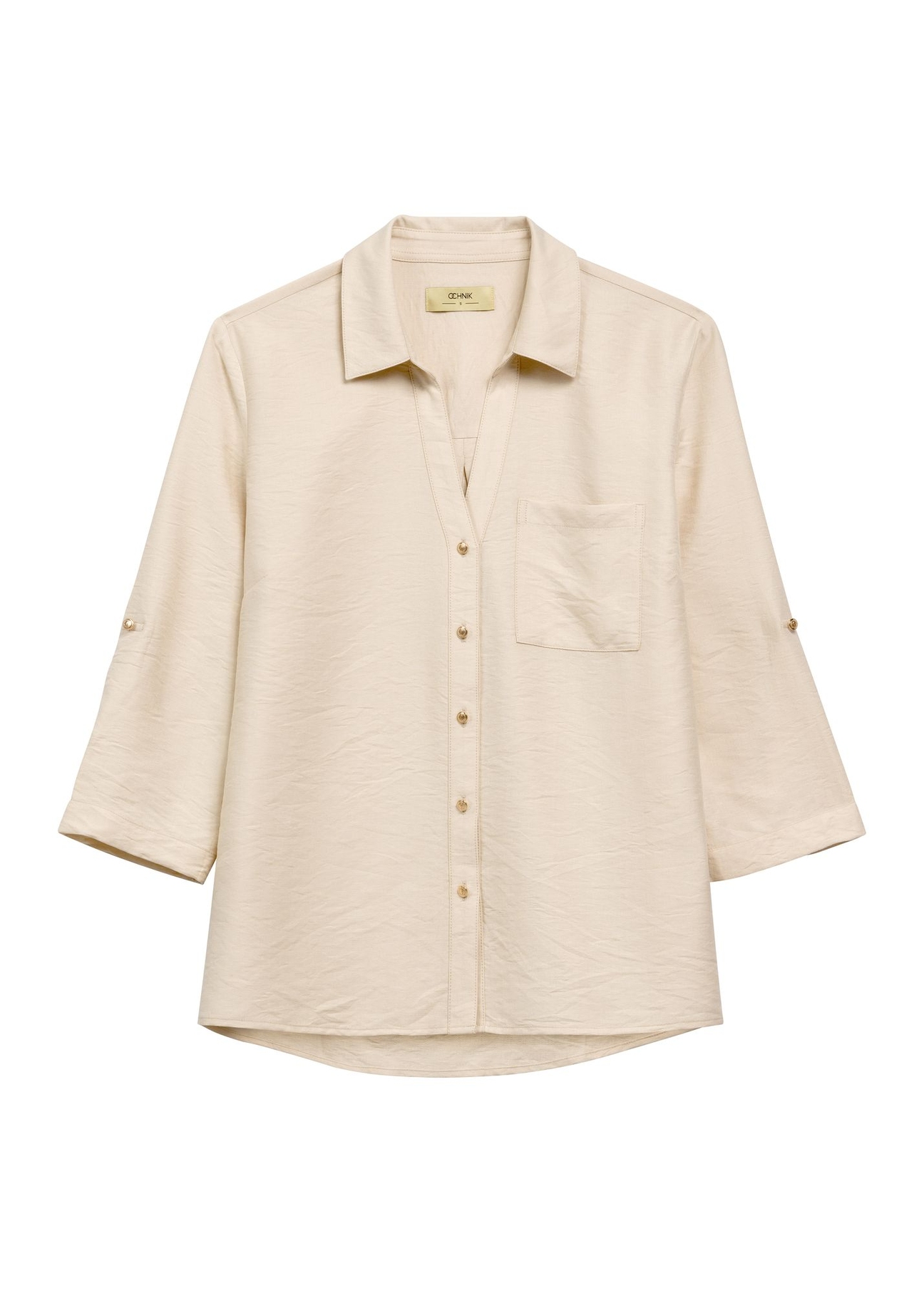 Light beige women's shirt KOSDT-0157A-1A(W26) - front product view on white background.