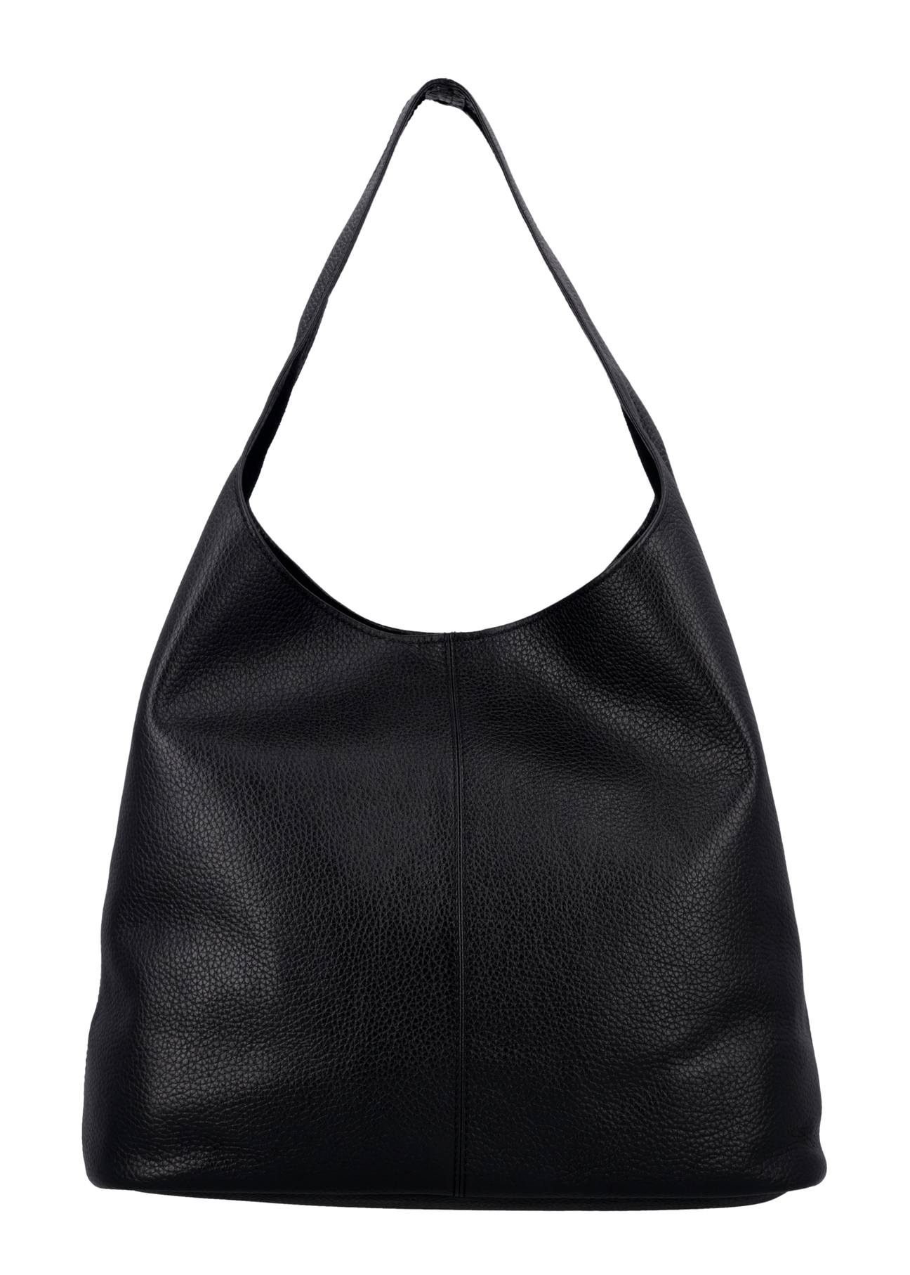 Black leather shopper bag TORES-1372-9I(Z26) - product view from the back, on a white background.