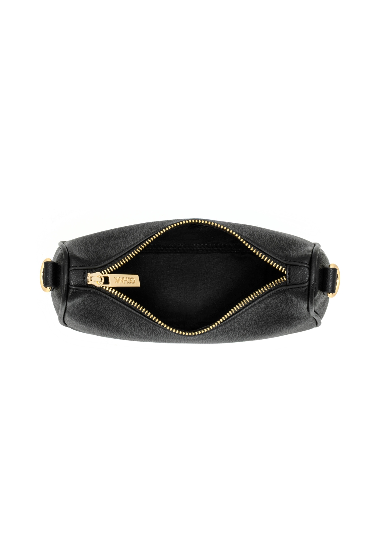Black imitation leather handbag TOREC-1265-9I(Z26), product view from above on a white background.