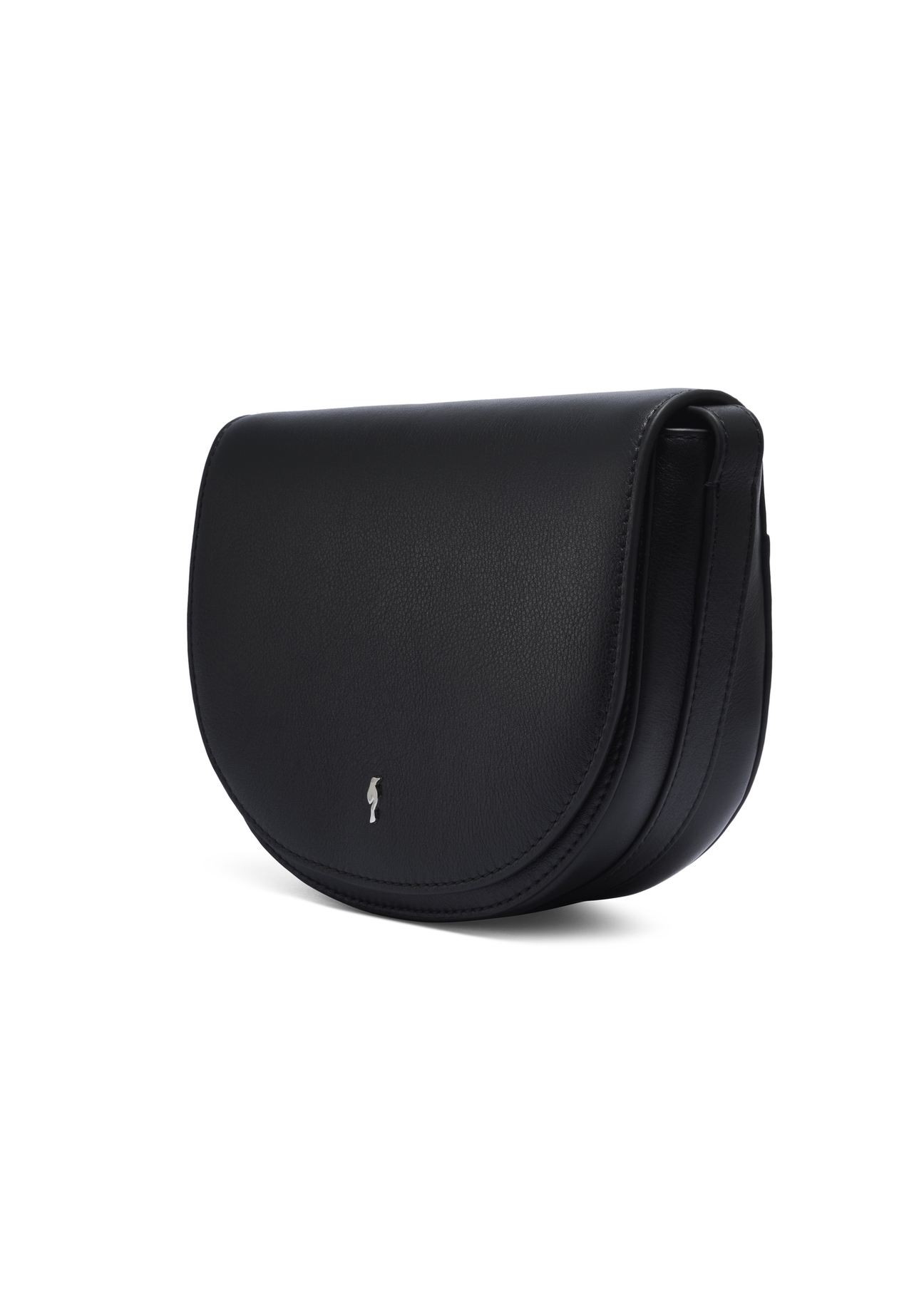 Women's black leather messenger bag TORES-1352-99(Z26). Side view, diagonal, on a white background.