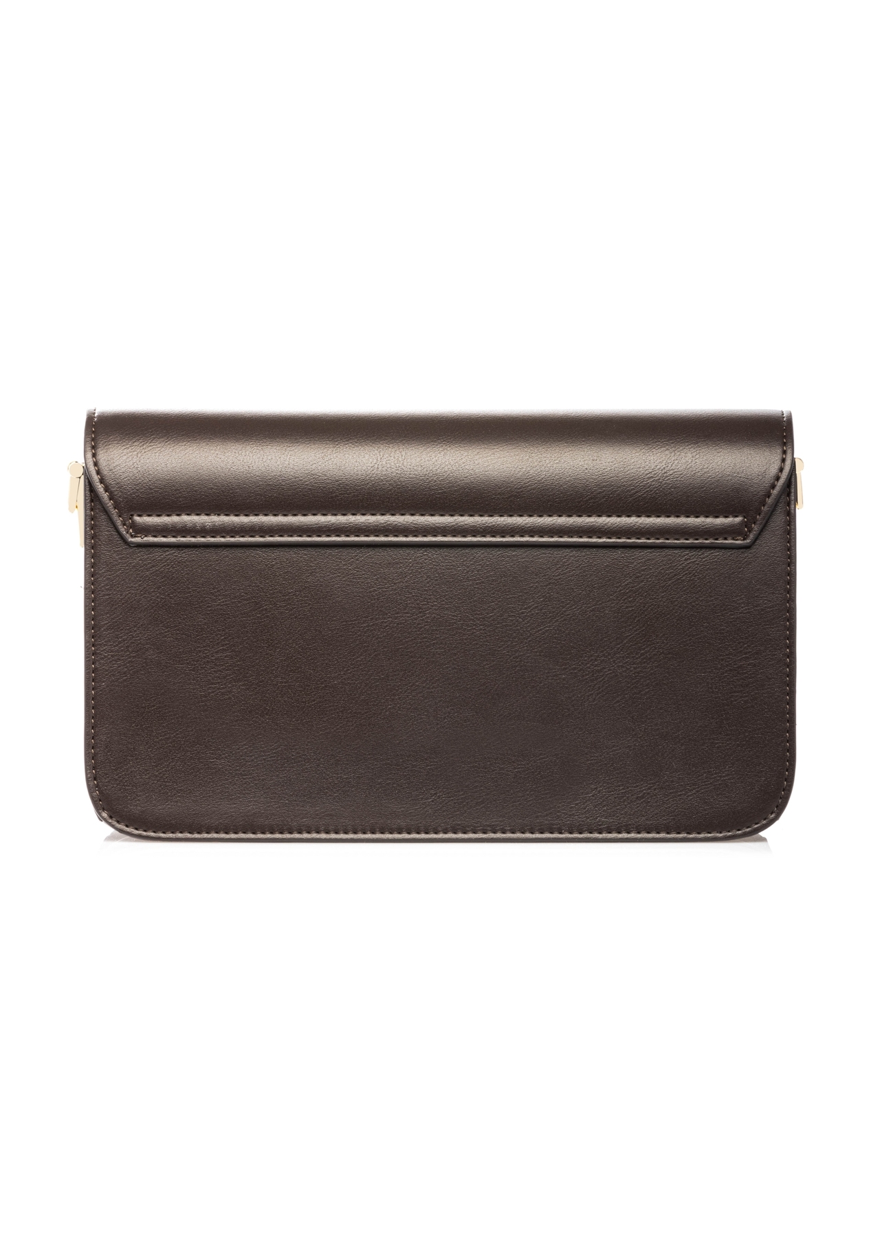 Brown women's imitation leather handbag TOREC-1081-1H(W26), product view from the back on a white background.
