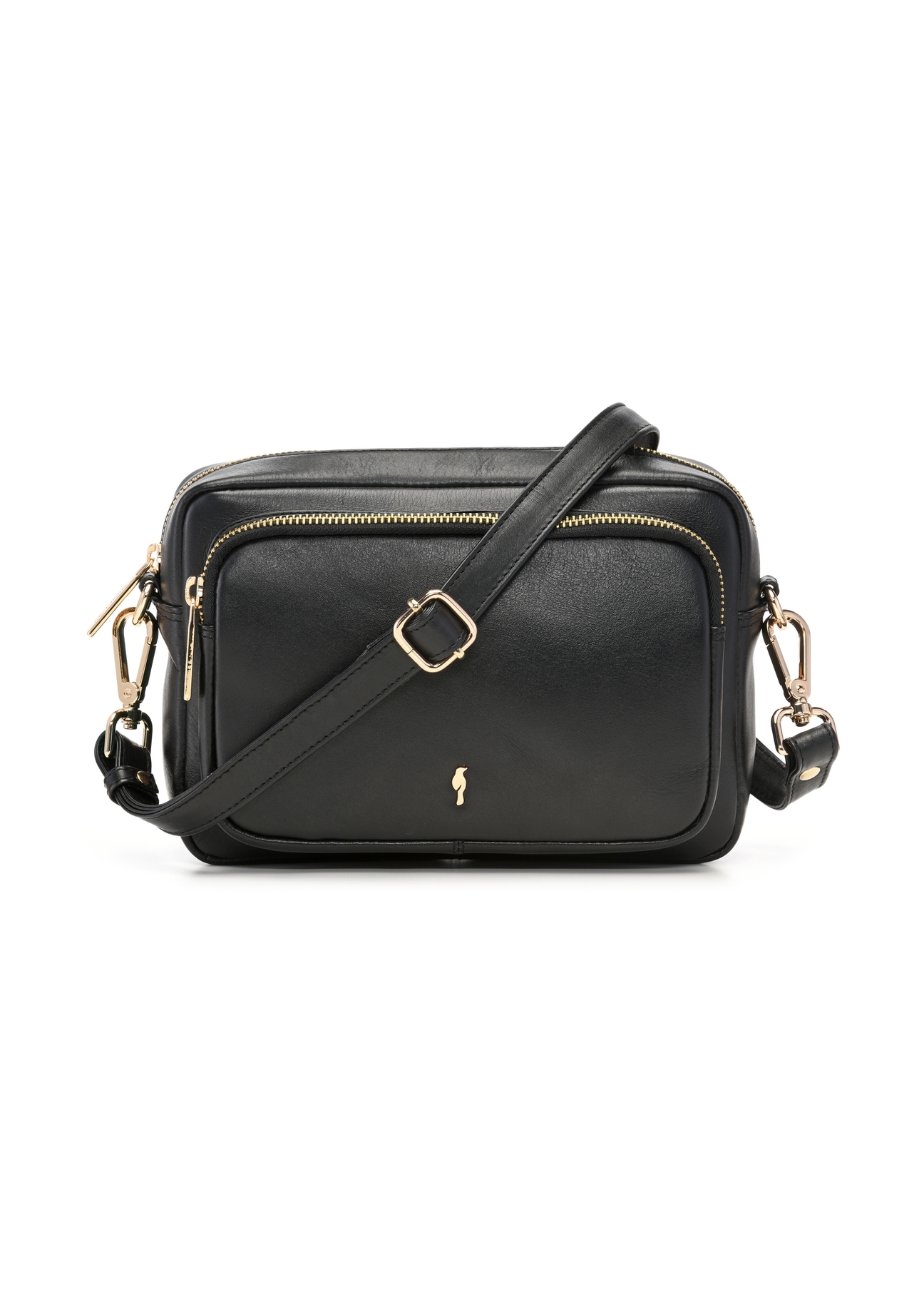 Black leather women's shoulder bag TORES-1331-99(Z26), front product view on white background.