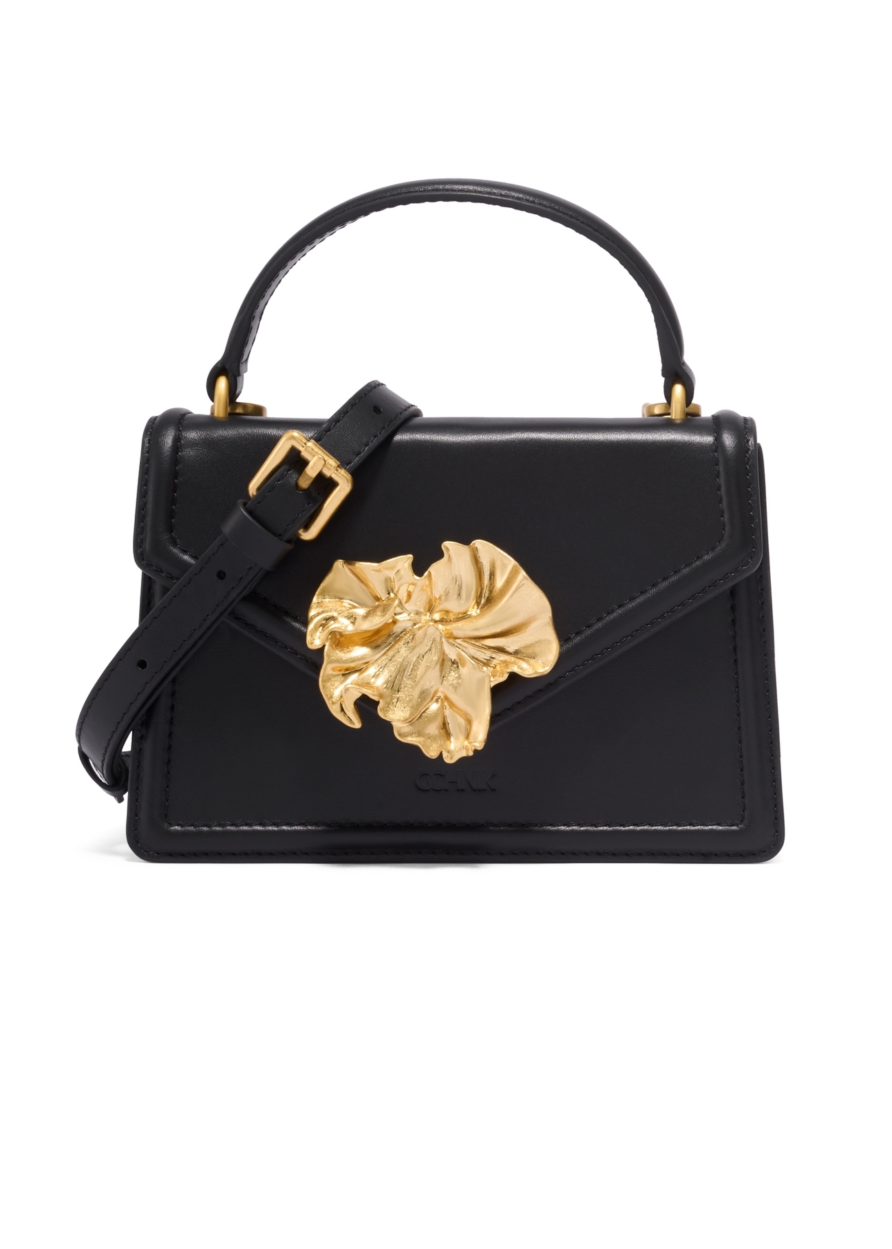 Black small women's handbag with decoration TORES-1393-99(Z26), front product view on white background.