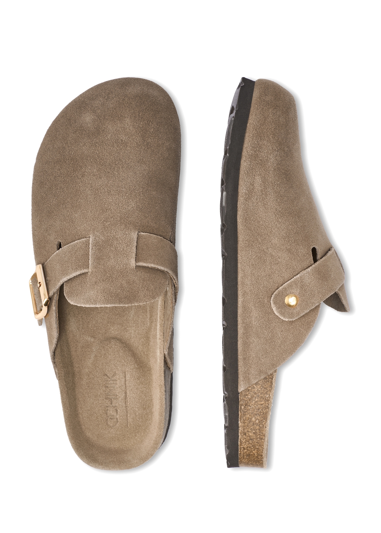 Women's suede flip-flops in cool beige BUTYD-1267-1K(W26)