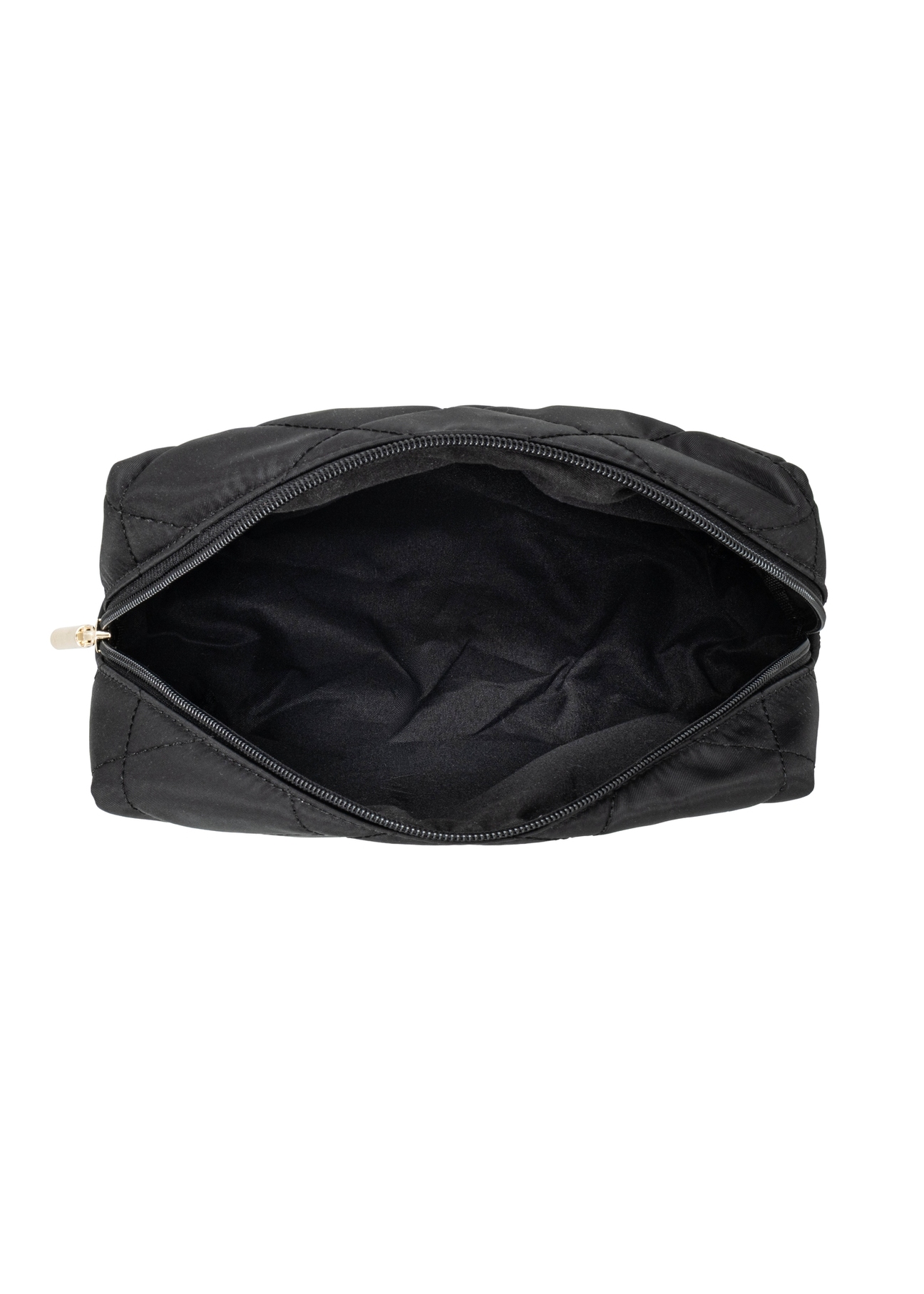 Black women's cosmetic bag TOREN-0267-9P(Z26) - product view from above, on a white background.
