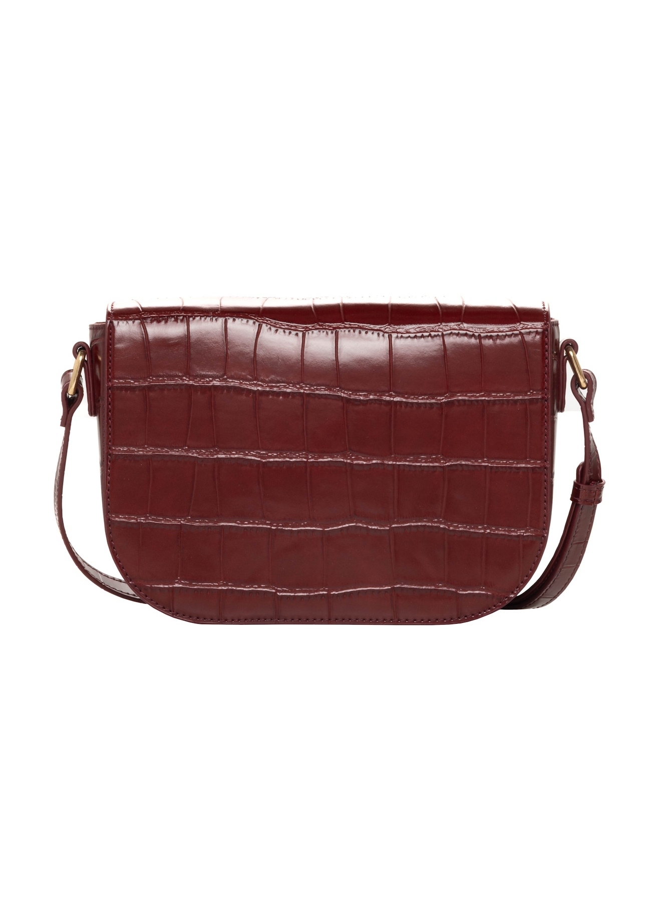 Small red croc-effect shoulder bag TOREC-1244-4C(Z26), rear view on a white background.