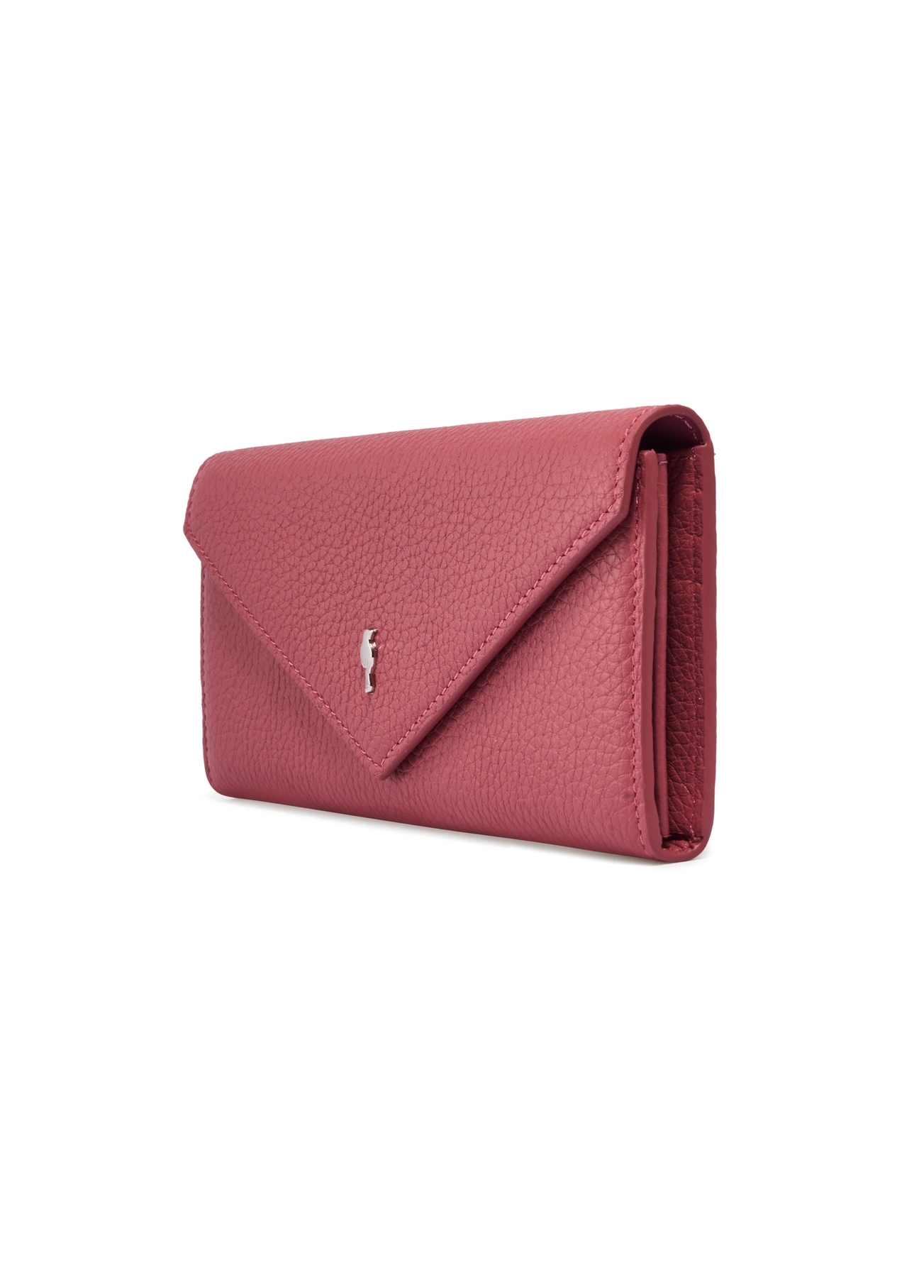 Large pink leather women's wallet PORES-1016-5B(Z26), diagonal product view on white background.