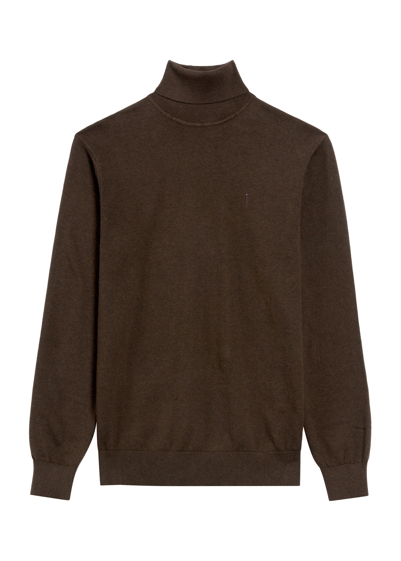 Men's turtleneck sweater in chocolate color SWEMT-0095B-90(Z25), front product view on white background.
