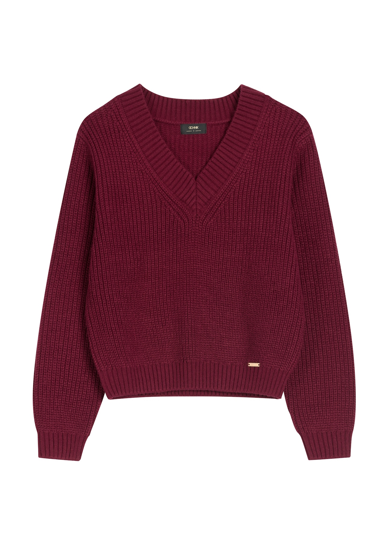 Burgundy women's sweater SWEDT-0162-4D(Z26), front product view on a light background.