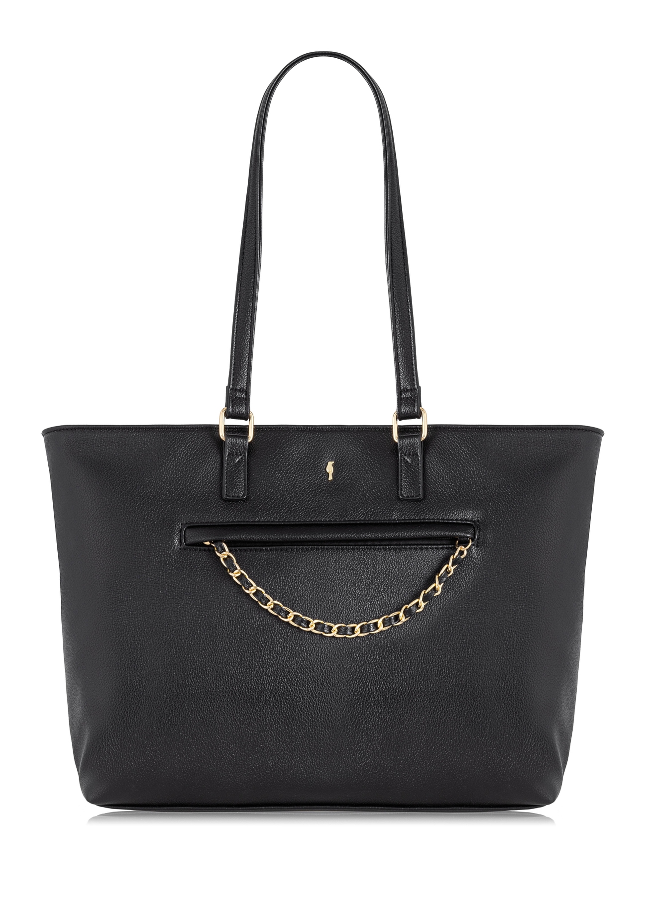 Black women's handbag with pocket TOREC-0753-99(W23)-01