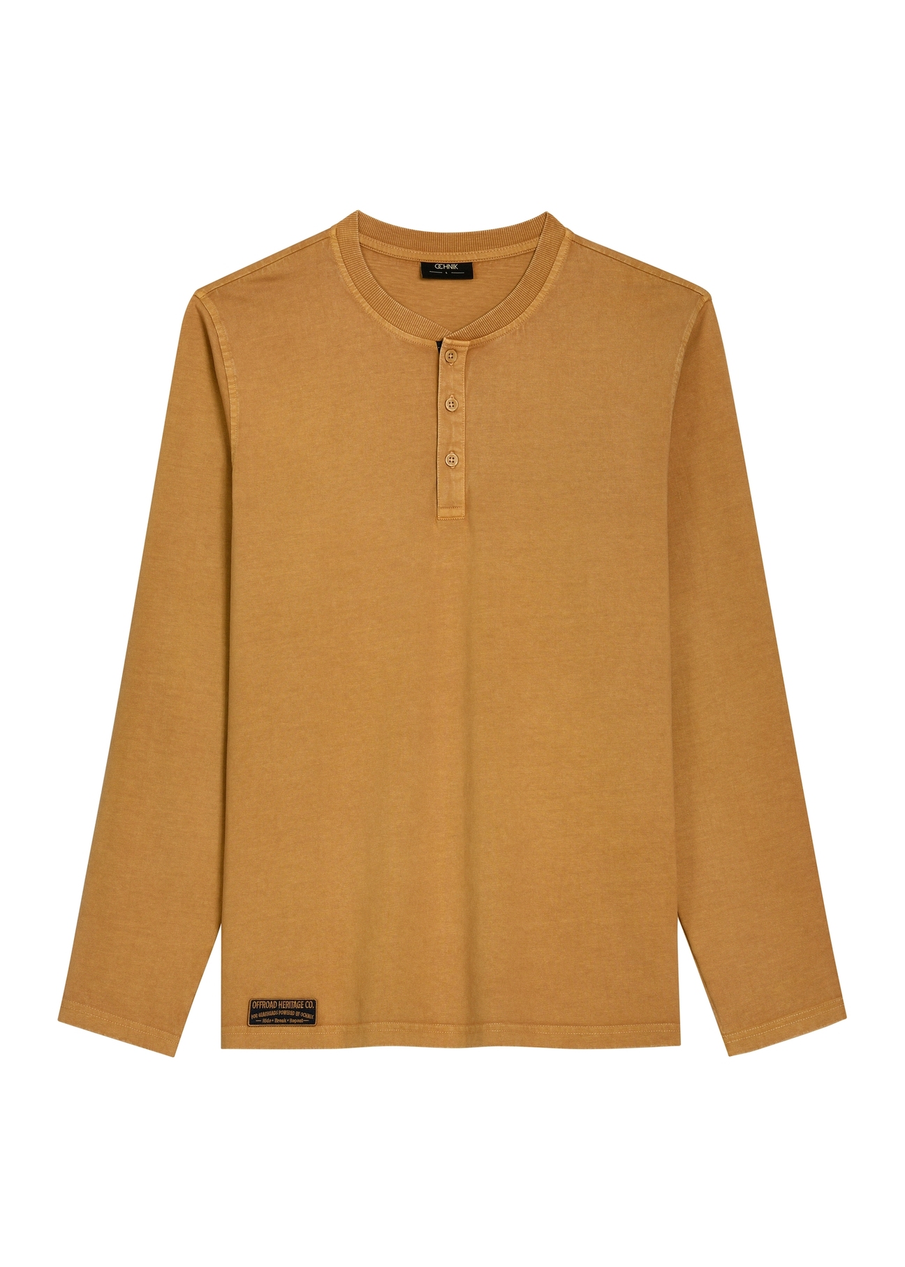 Men's mustard longsleeve LSLMT-0015-2D(Z26), front product view on white background.